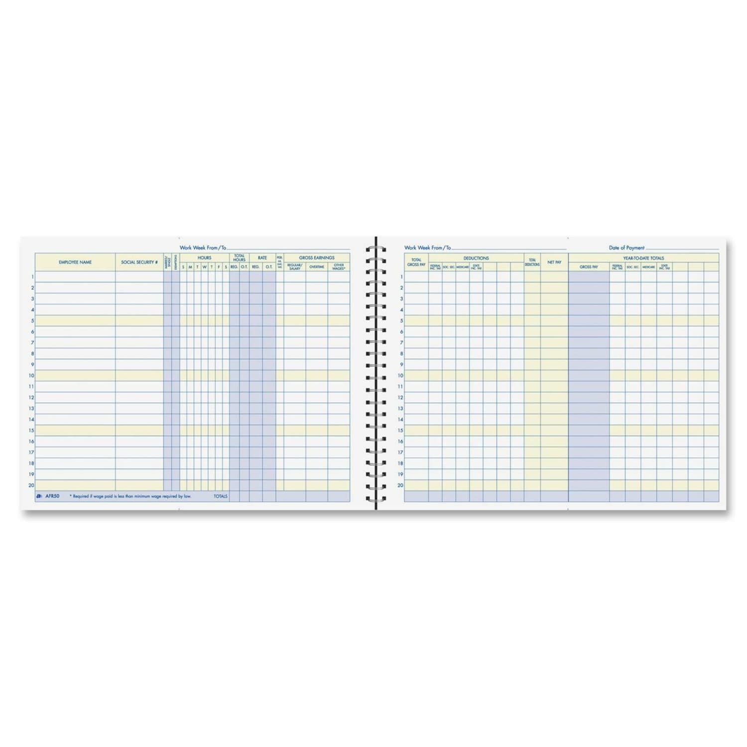 Adams Weekly Payroll Book, 8 1/2in x 11in, Blue - Image 4