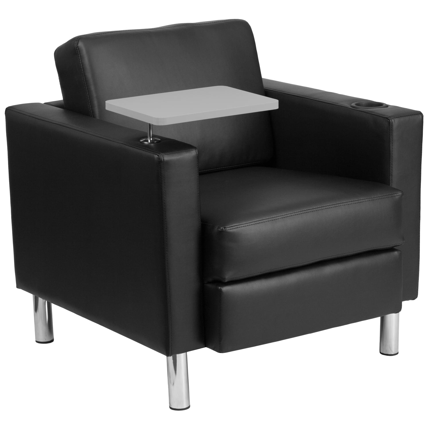 Flash Furniture LeatherSoft Faux Leather Tablet-Arm Guest Chair, Black - Image 3