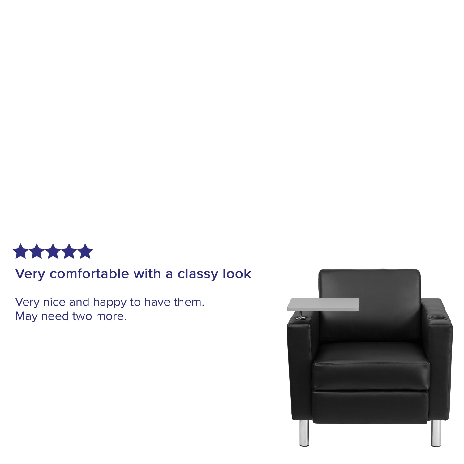 Flash Furniture LeatherSoft Faux Leather Tablet-Arm Guest Chair, Black - Image 5