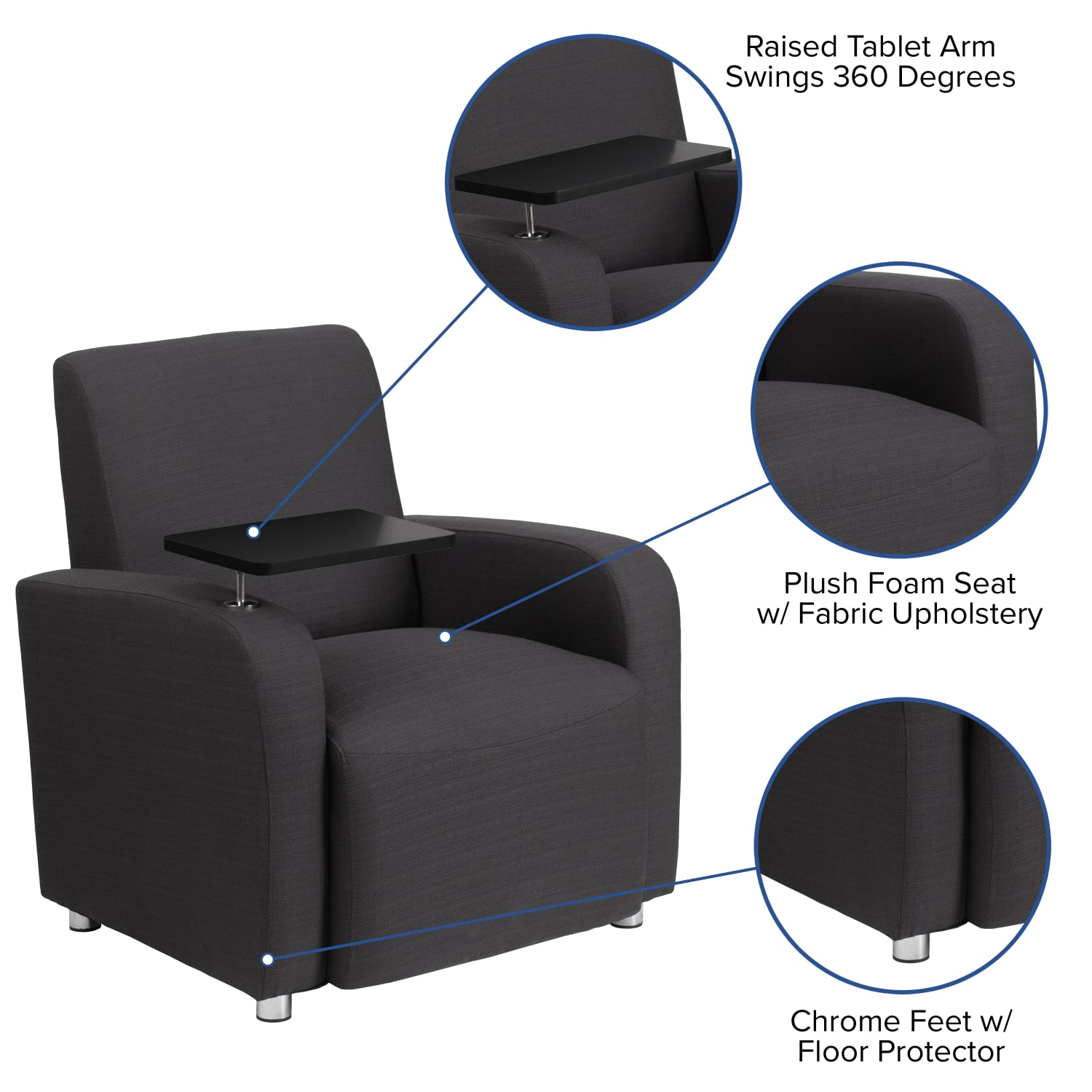 Flash Furniture LeatherSoft Faux Leather Tablet Arm Guest Chair Black PopularChairscom