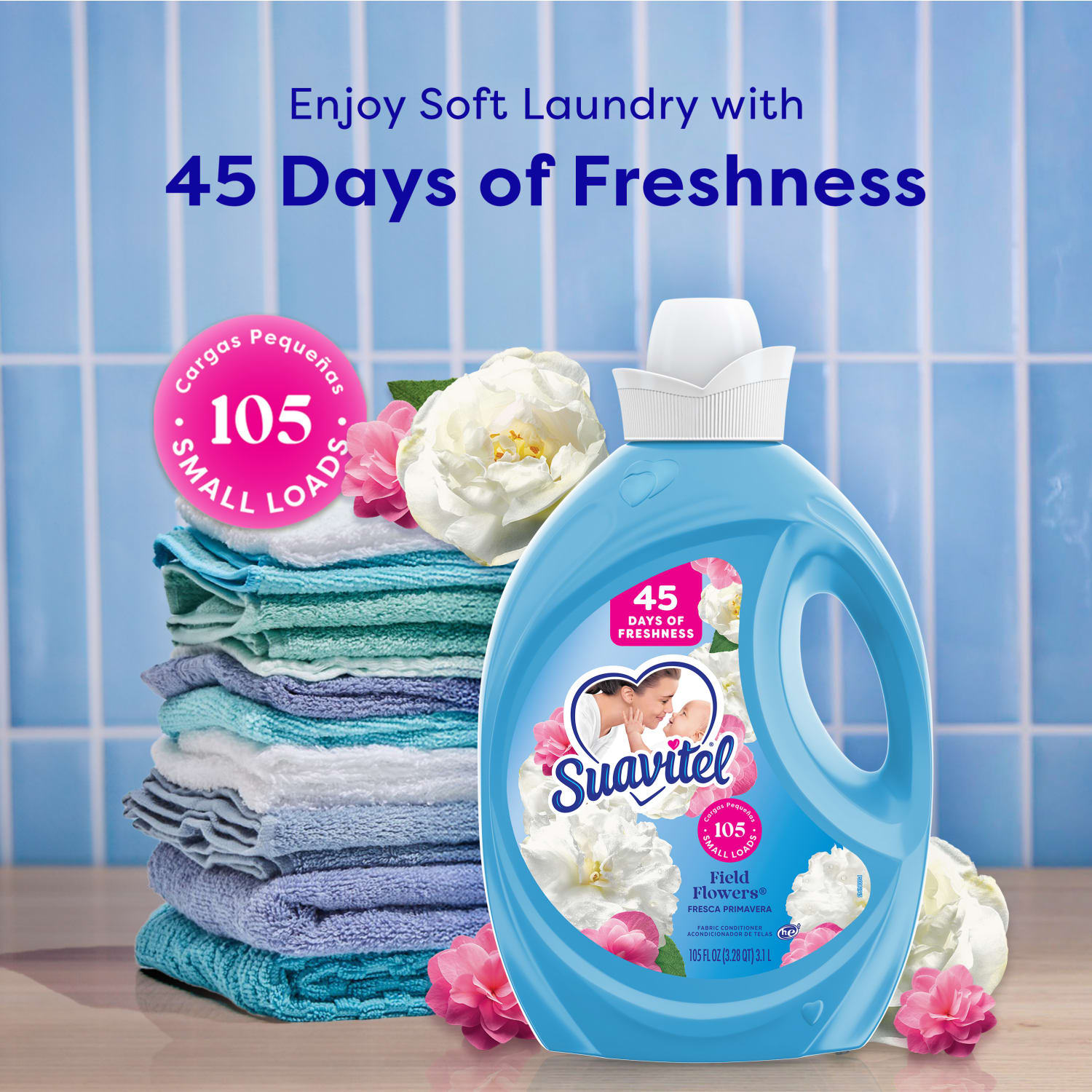 Suavitel Fabric Conditioner Liquid Fabric Softener, Field Flowers Scent, 105 Oz, Case Of 4 Bottles - Image 6