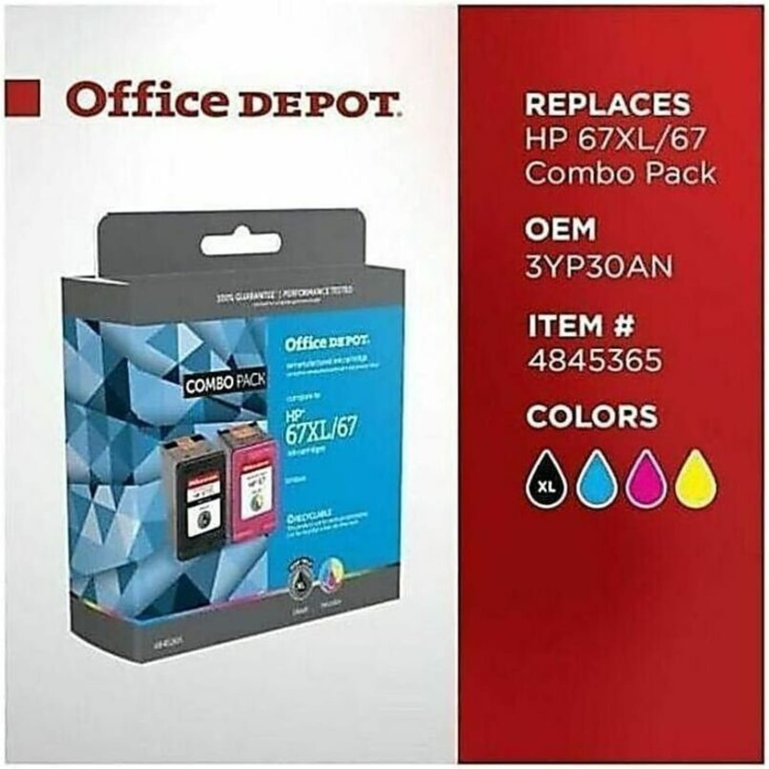 Office Depot Remanufactured Black/Standard High-Yield Tri-Color Ink Cartridge Replacement For HP 67XL/67, OD67XL67CP - Image 6