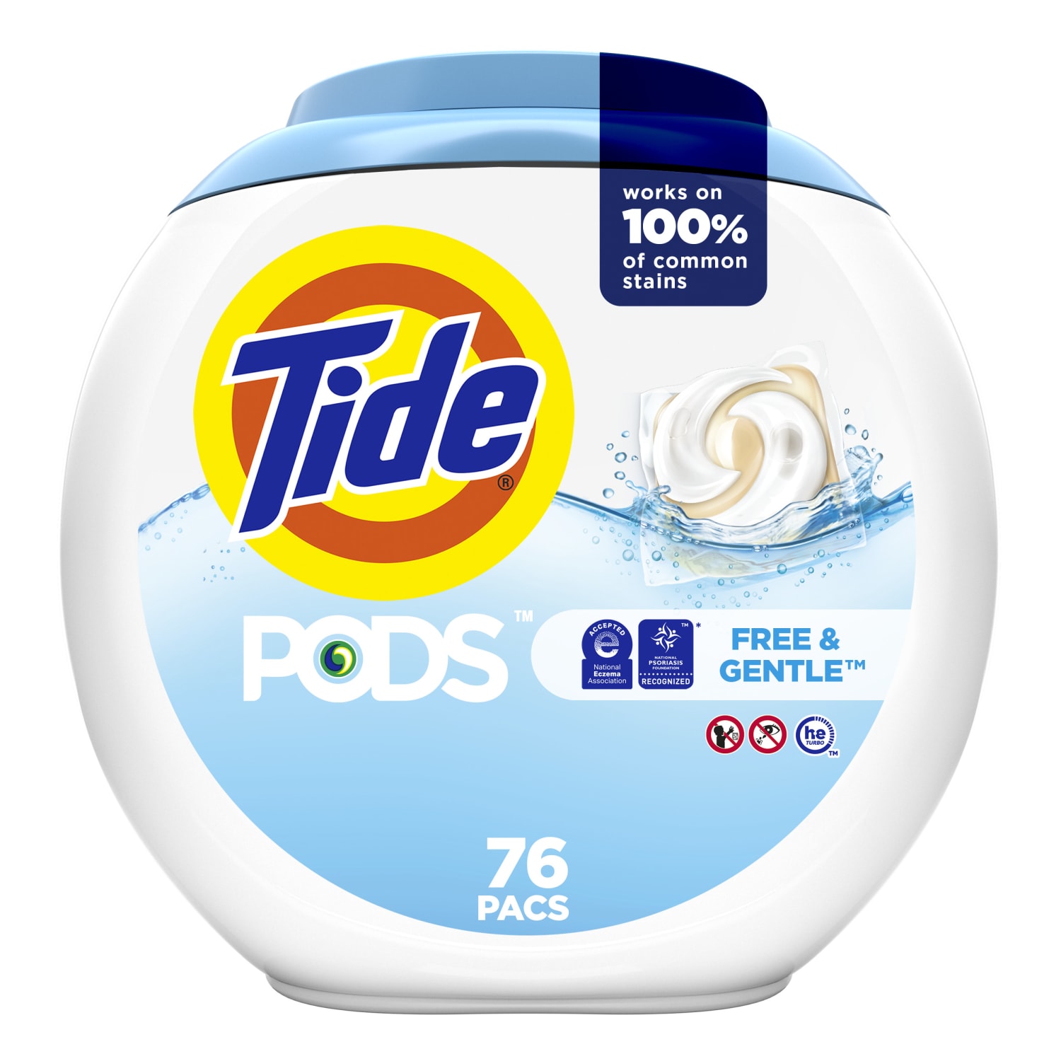 Tide PODS Liquid Laundry Detergent Pacs, Free & Gentle, 63 Oz, Pack Of 76 Pods - Image 3