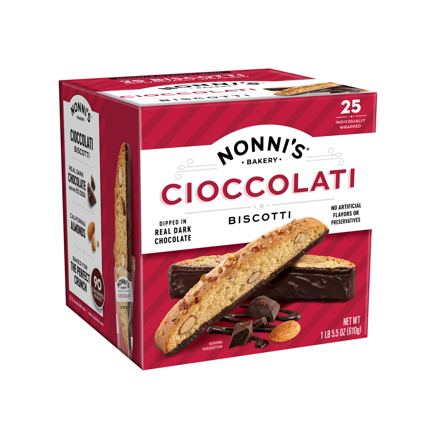 Nonnis Cioccolati Biscotti Cookie Box, Box Of 25 Biscotti - Image 3