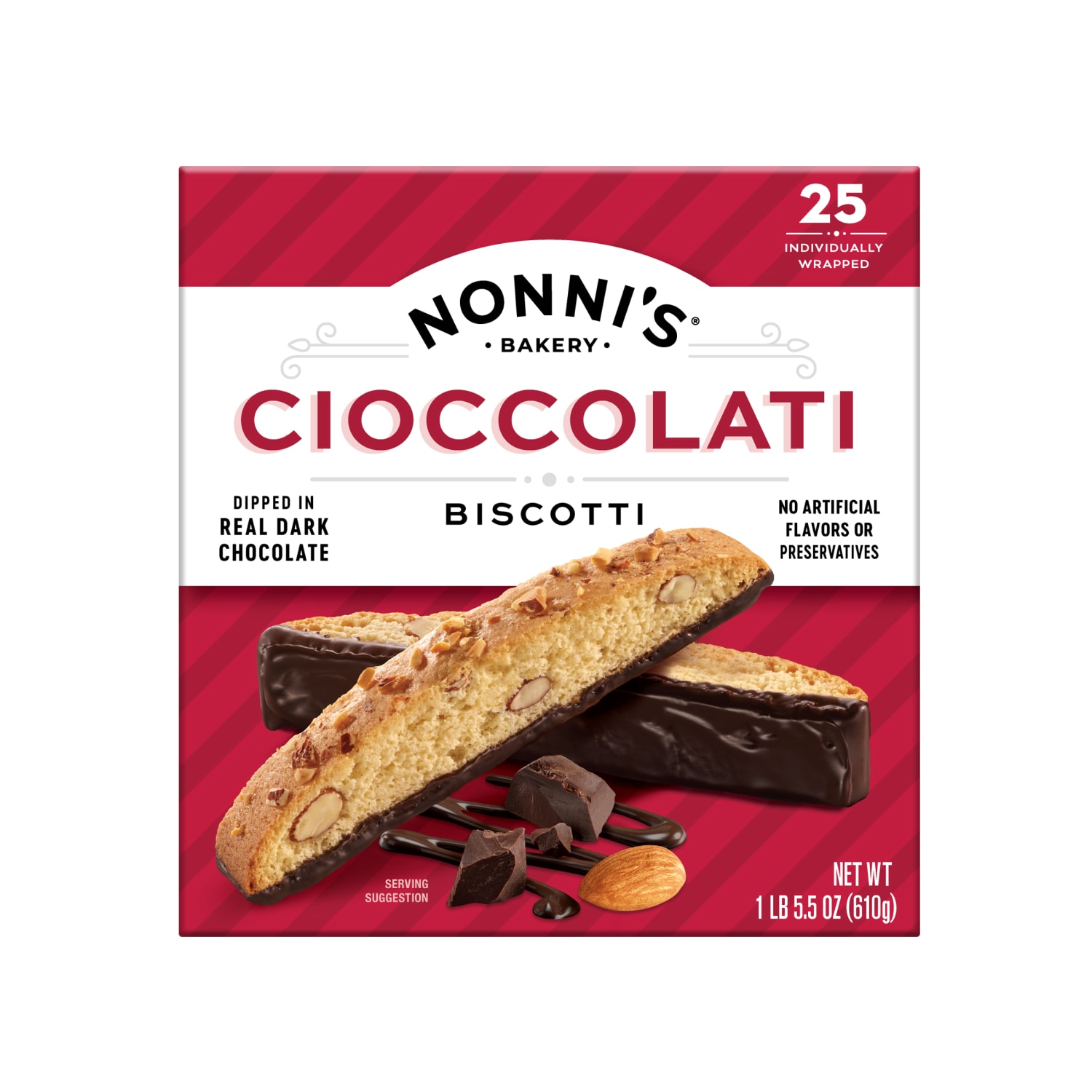 Nonnis Cioccolati Biscotti Cookie Box, Box Of 25 Biscotti - Image 5