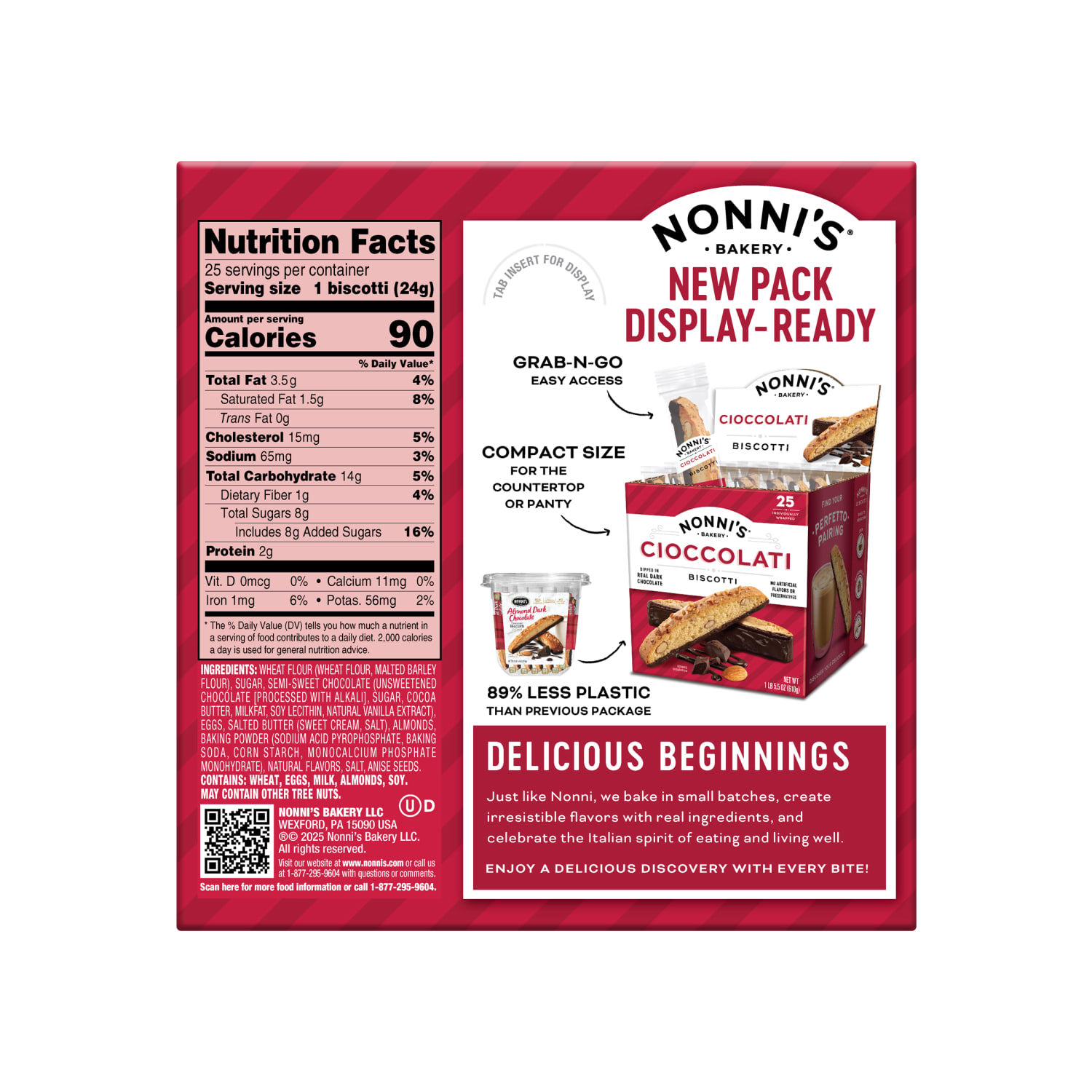 Nonnis Cioccolati Biscotti Cookie Box, Box Of 25 Biscotti - Image 6