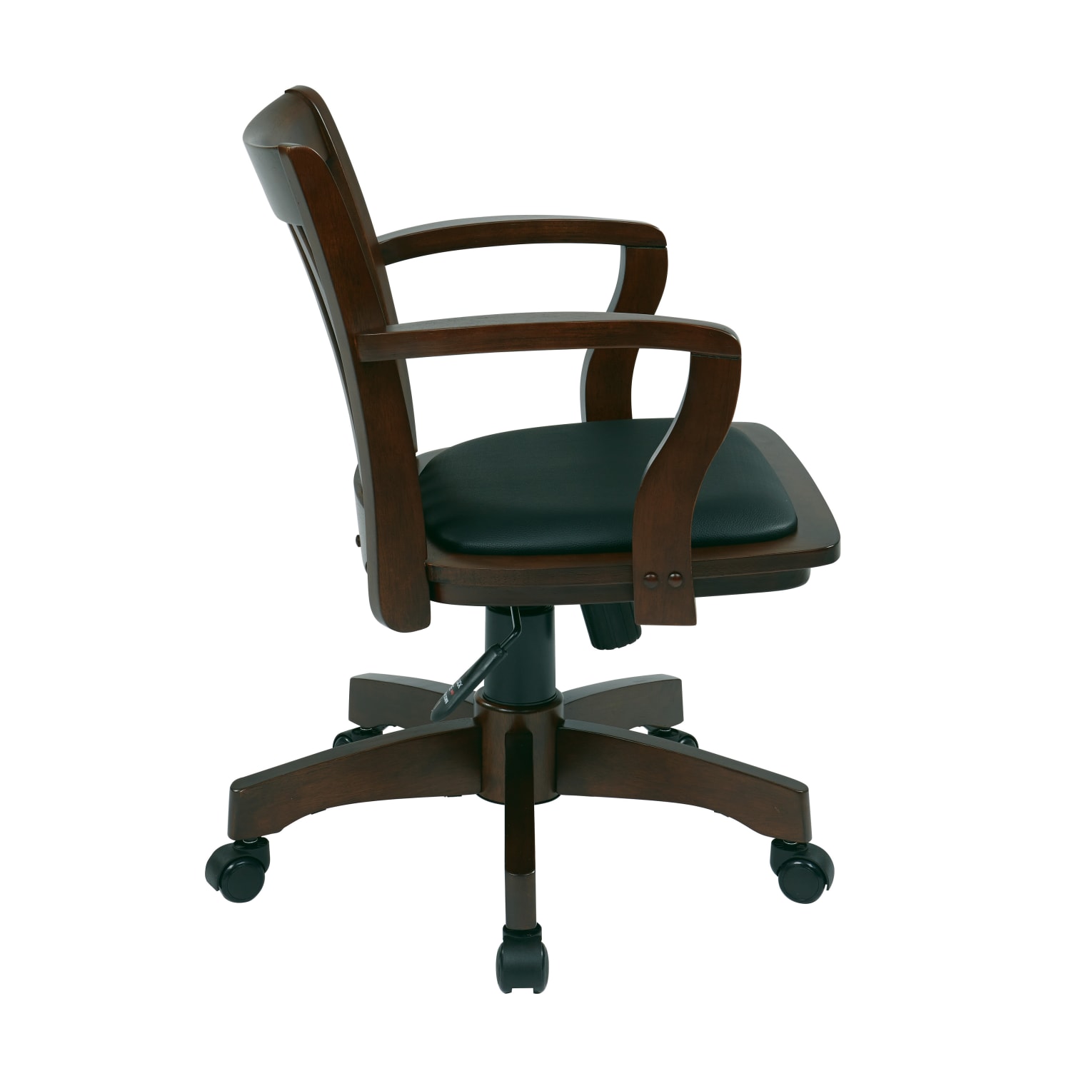 Office Star Deluxe Wood Bankers Chair With Padded Seat, Black/Espresso - Image 3
