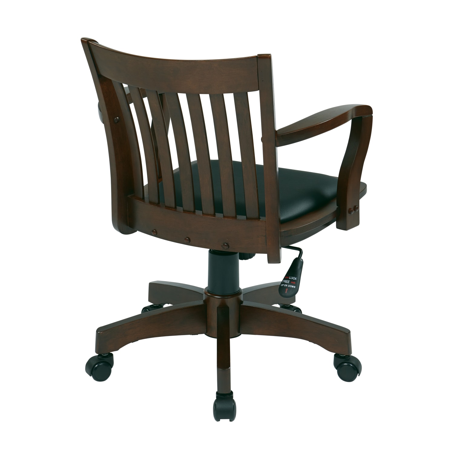 Office Star Deluxe Wood Bankers Chair With Padded Seat, Black/Espresso - Image 4