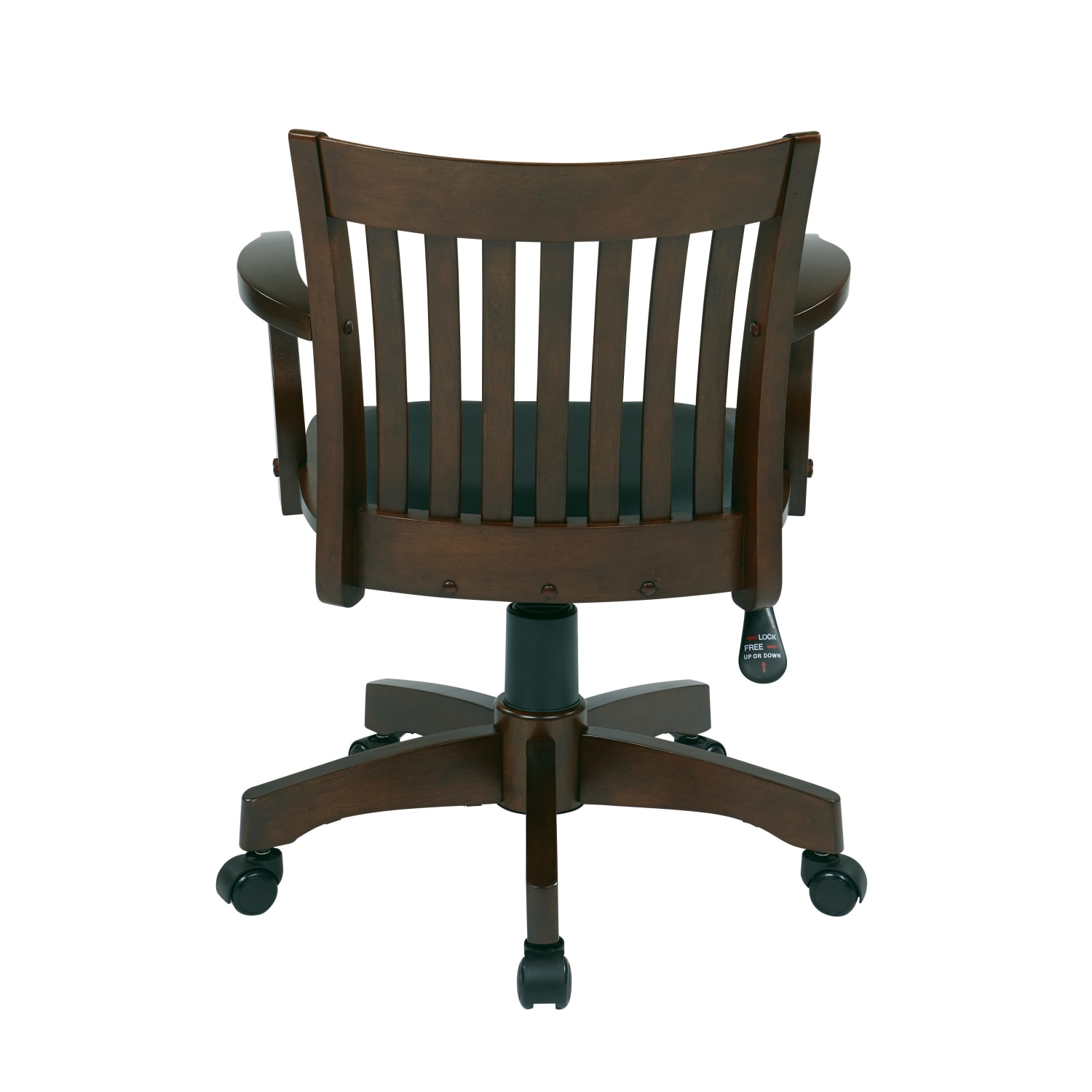 Office Star Deluxe Wood Bankers Chair With Padded Seat, Black/Espresso - Image 5