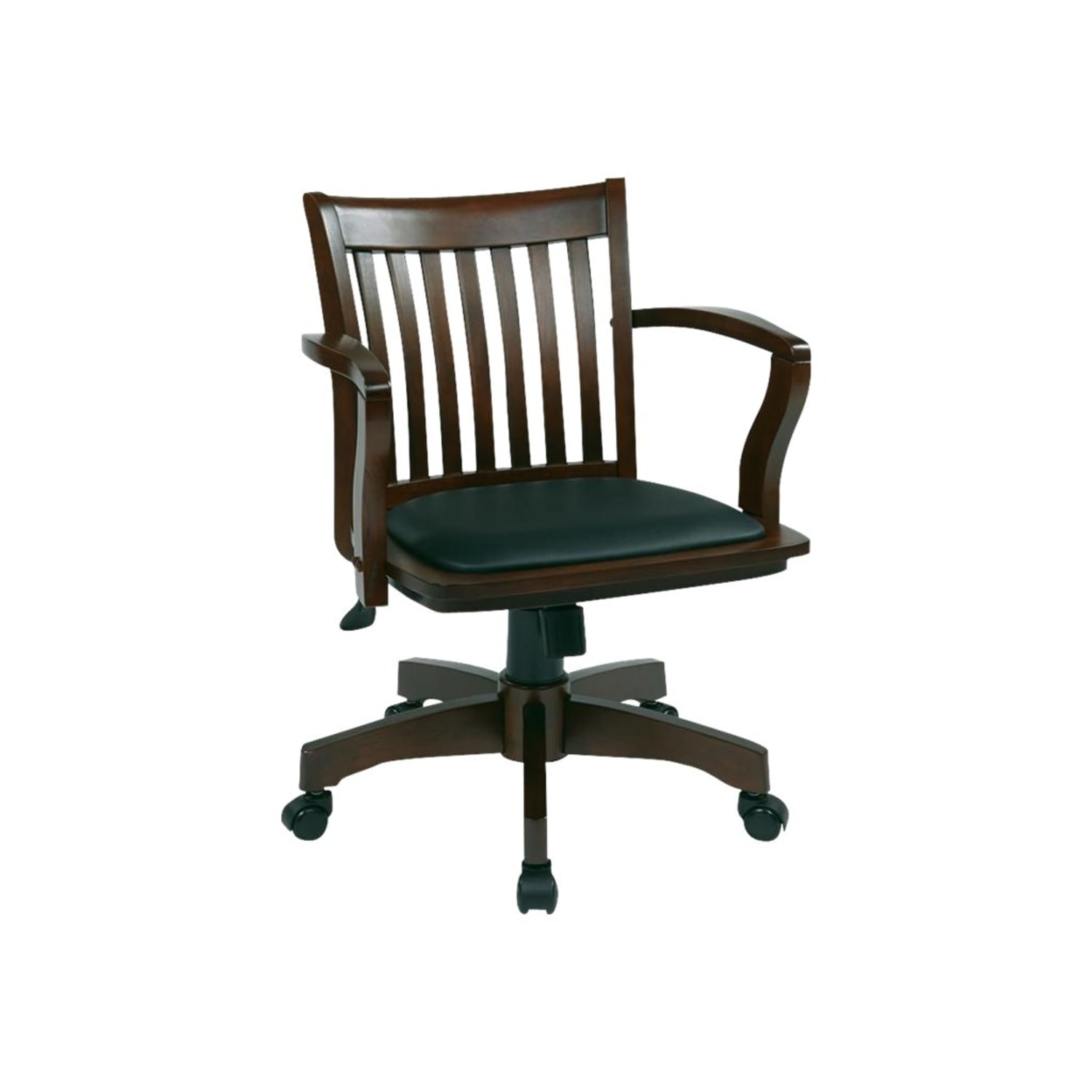 Office Star™ Deluxe Wood Bankers Chair With Padded Seat BlackEspresso PopularChairscom