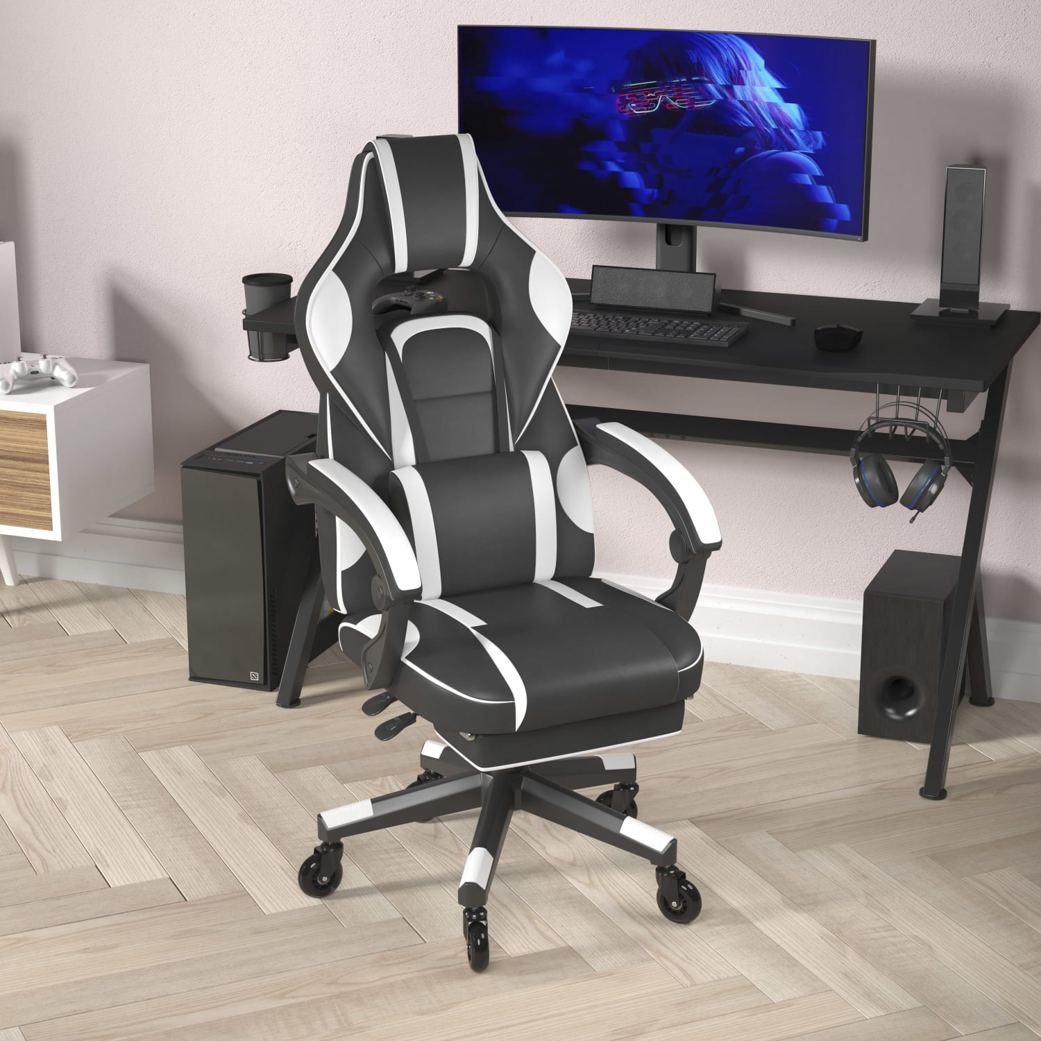 Flash Furniture X40 Ergonomic Faux Leather Racing Computer Gaming Chair BlackWhite PopularChairscom Flash Furniture X40 Ergonomic Faux Leather Racing Computer Gaming Chair BlackWhite PopularChairscom