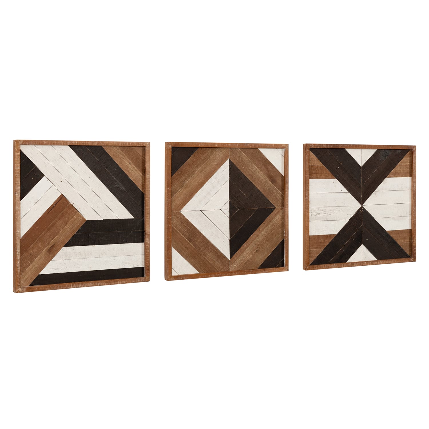 Uniek Kate And Laurel Wood Art Prints, 14in x 14in, Boho, Set Of 3