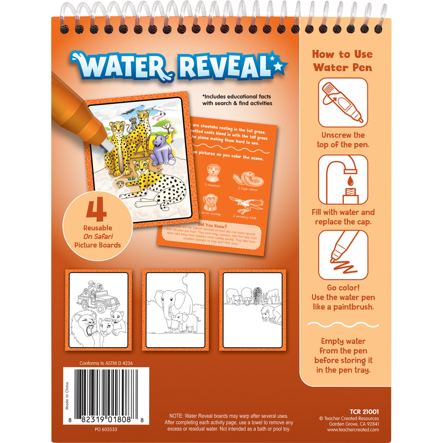Teacher Created Resources Water Reveal Books, On Safari, Bundle Of 6 Sets - Image 5