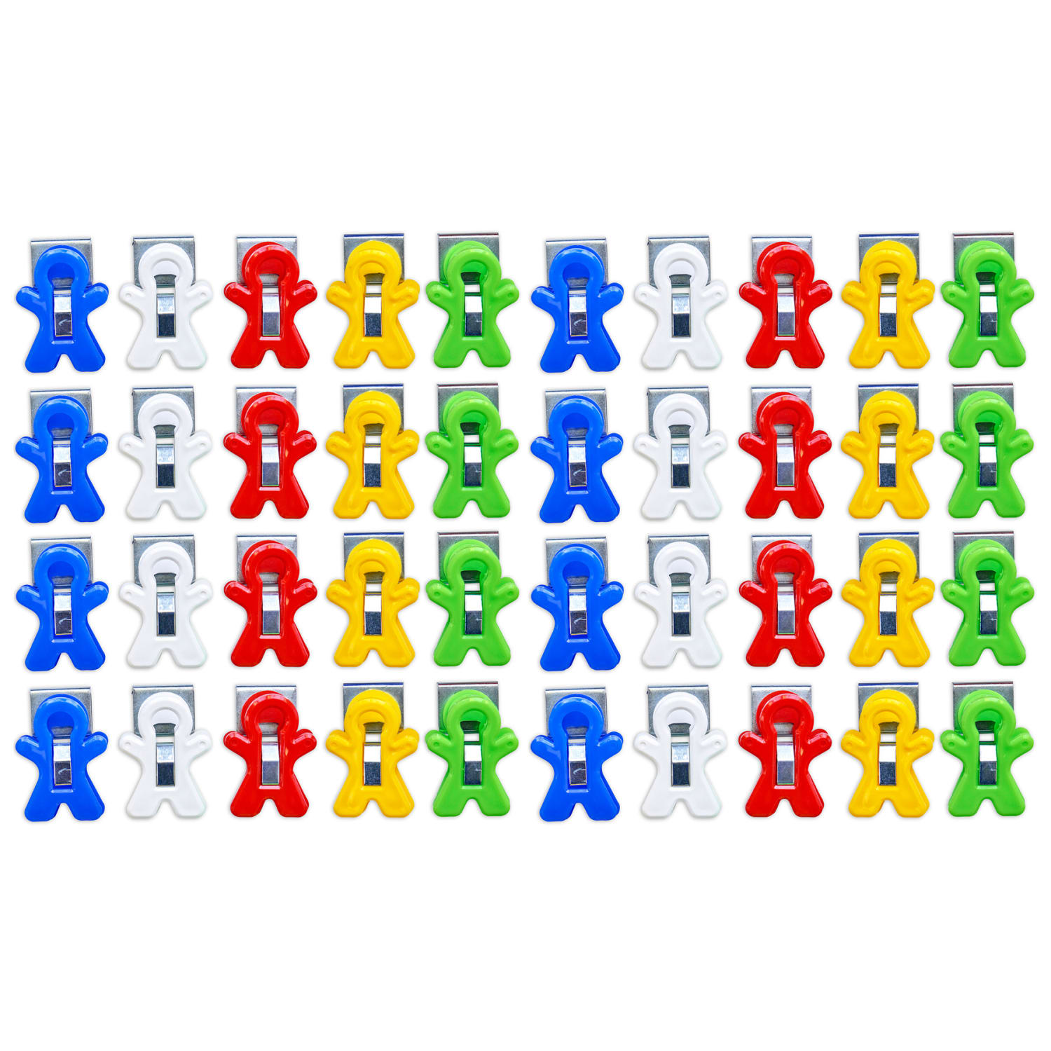 The Pencil Grip Magnet Man Magnetic Clip, Assorted Colors, 40-Piece Bucket