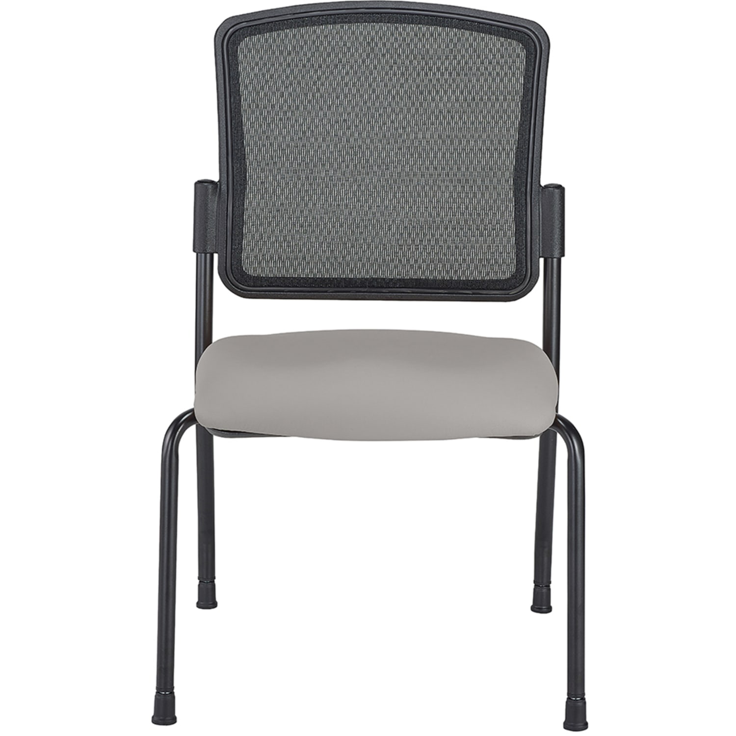WorkPro Spectrum Series Mesh/Vinyl Stacking Guest Chair with Antimicrobial Protection, Armless, Gray, Set Of 2 Chairs, BIFMA Compliant