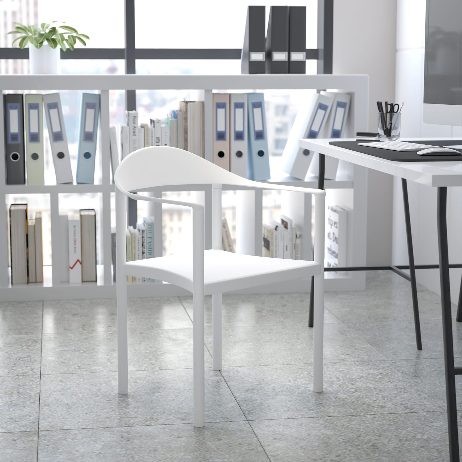 Flash Furniture HERCULES Series 1000 lb. Capacity Plastic Cafe Stack Chair, White - Image 3