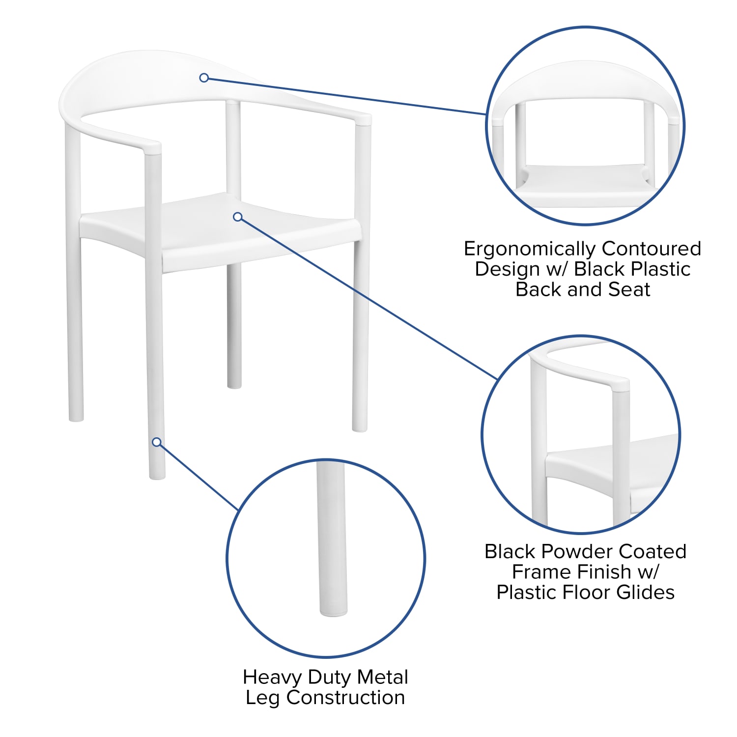 Flash Furniture HERCULES Series 1000 lb. Capacity Plastic Cafe Stack Chair, White - Image 4