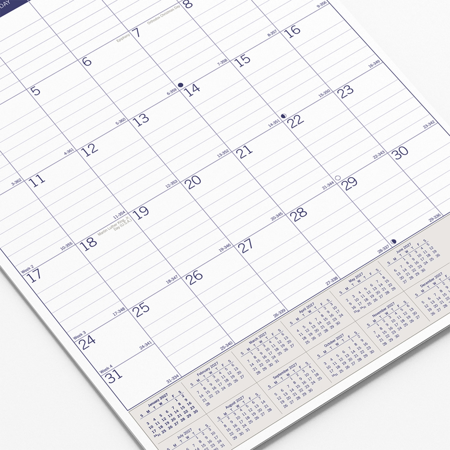 2027 Blueline DuraGlobe Monthly Wall Calendar, 12in x 17in, Blue/White, January To December, C171203, Total Qty 1 - Image 4