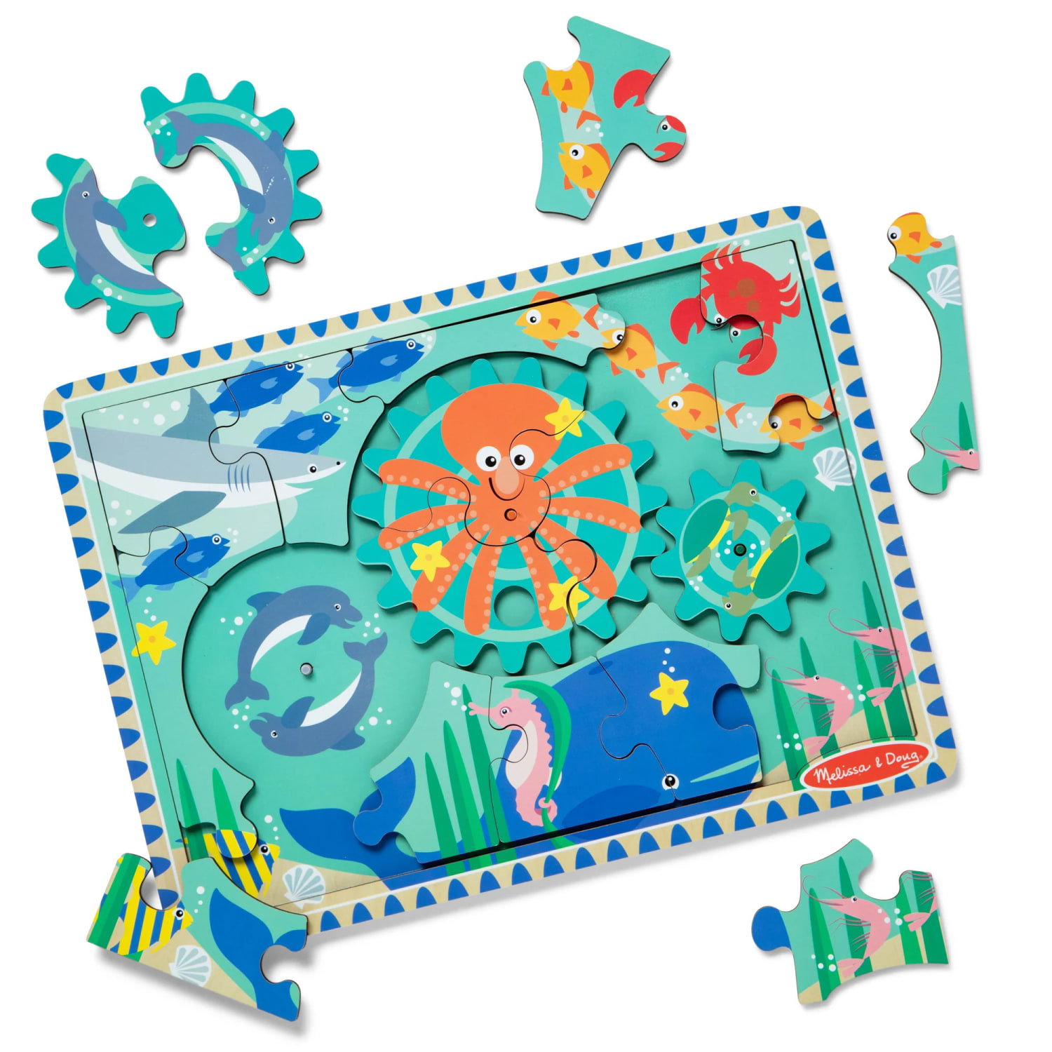 Melissa & Doug Underwater Wooden Gear Puzzle - Image 3