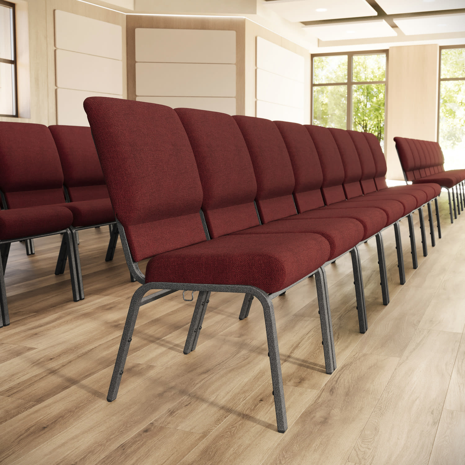 Flash Furniture Advantage Church Chair MaroonSilver Vein PCHT104 PopularChairscom