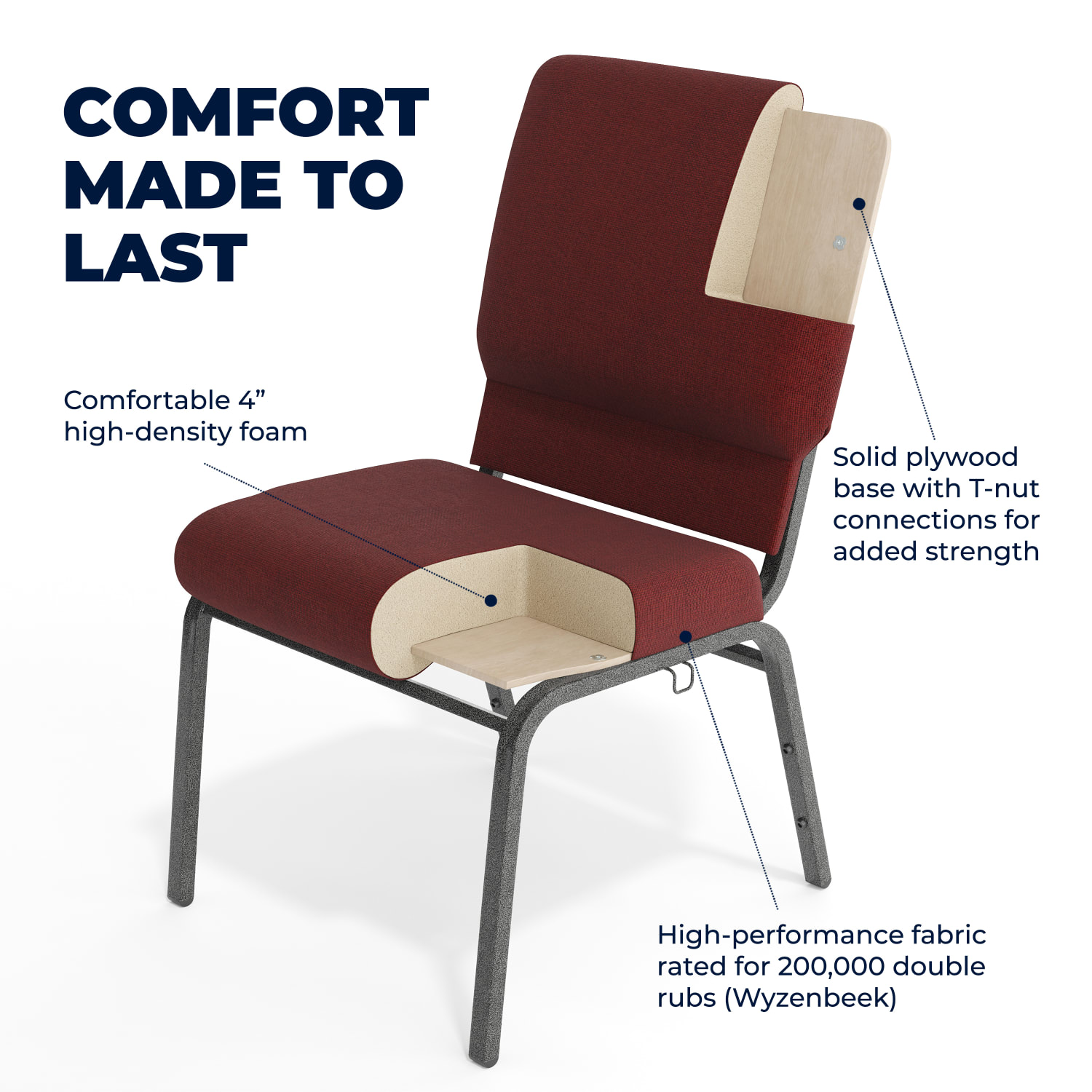 Flash Furniture Advantage Church Chair MaroonSilver Vein PCHT104 PopularChairscom