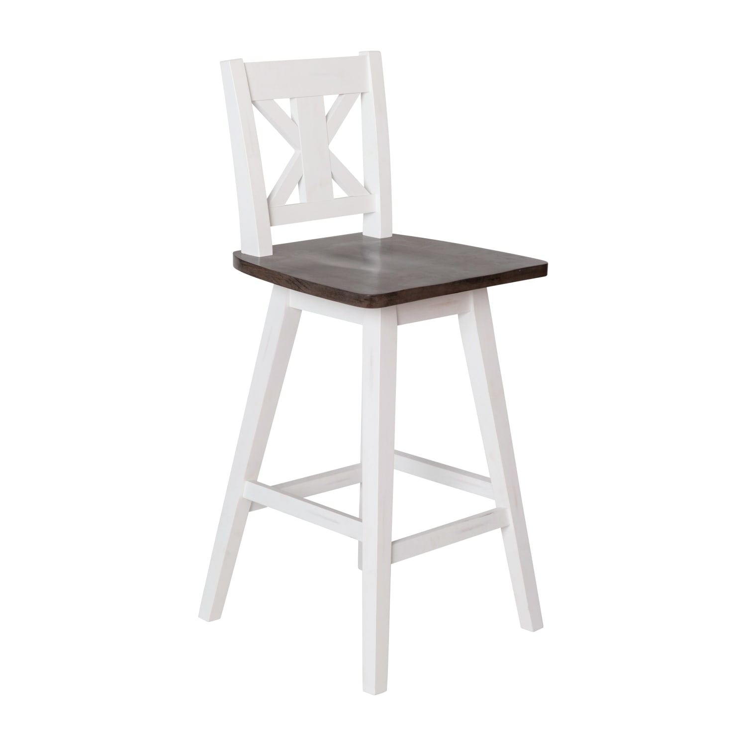 Flash Furniture Gwendolyn Commercial Grade Solid Wood Modern Farmhouse Swivel Bar Height Barstool Antique White Wash FrameGray Wash Seat PopularChairscom