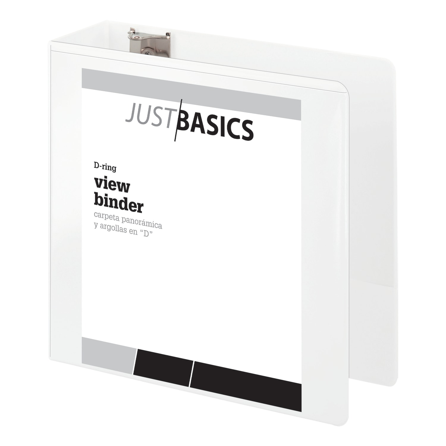 Just Basics Basic View 3-Ring Binder, 4in D-Rings, White - Image 3