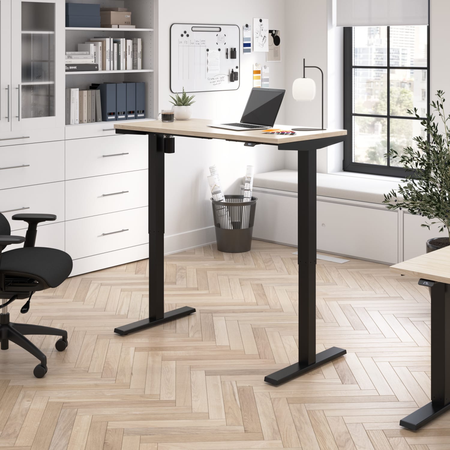 Move 40 Series by Bush Business Furniture 48inW Electric Height-Adjustable Standing Desk, Natural Elm/Black - Image 3