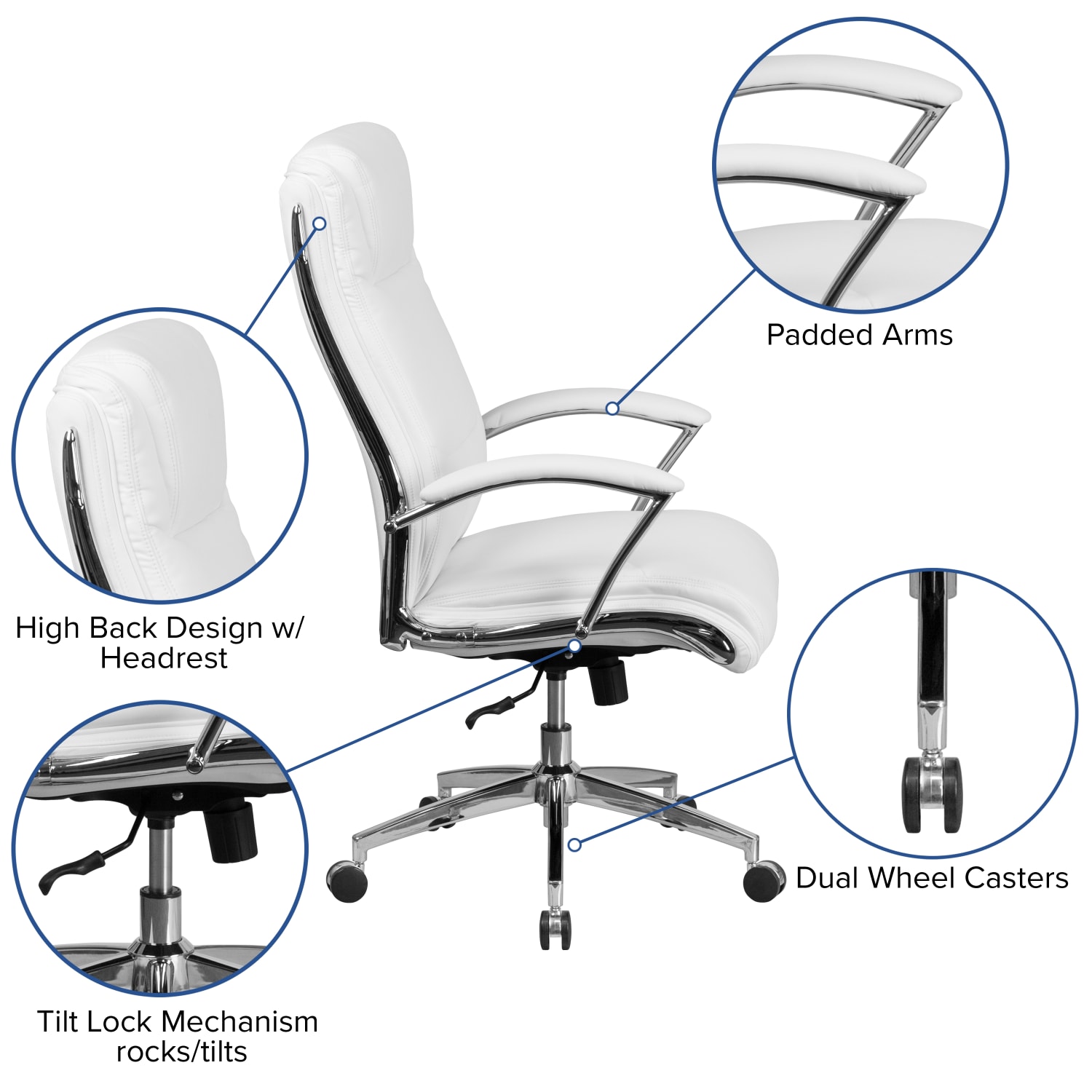 Flash Furniture Faux Leather High Back Designer Smooth Executive Office Chair White PopularChairscom