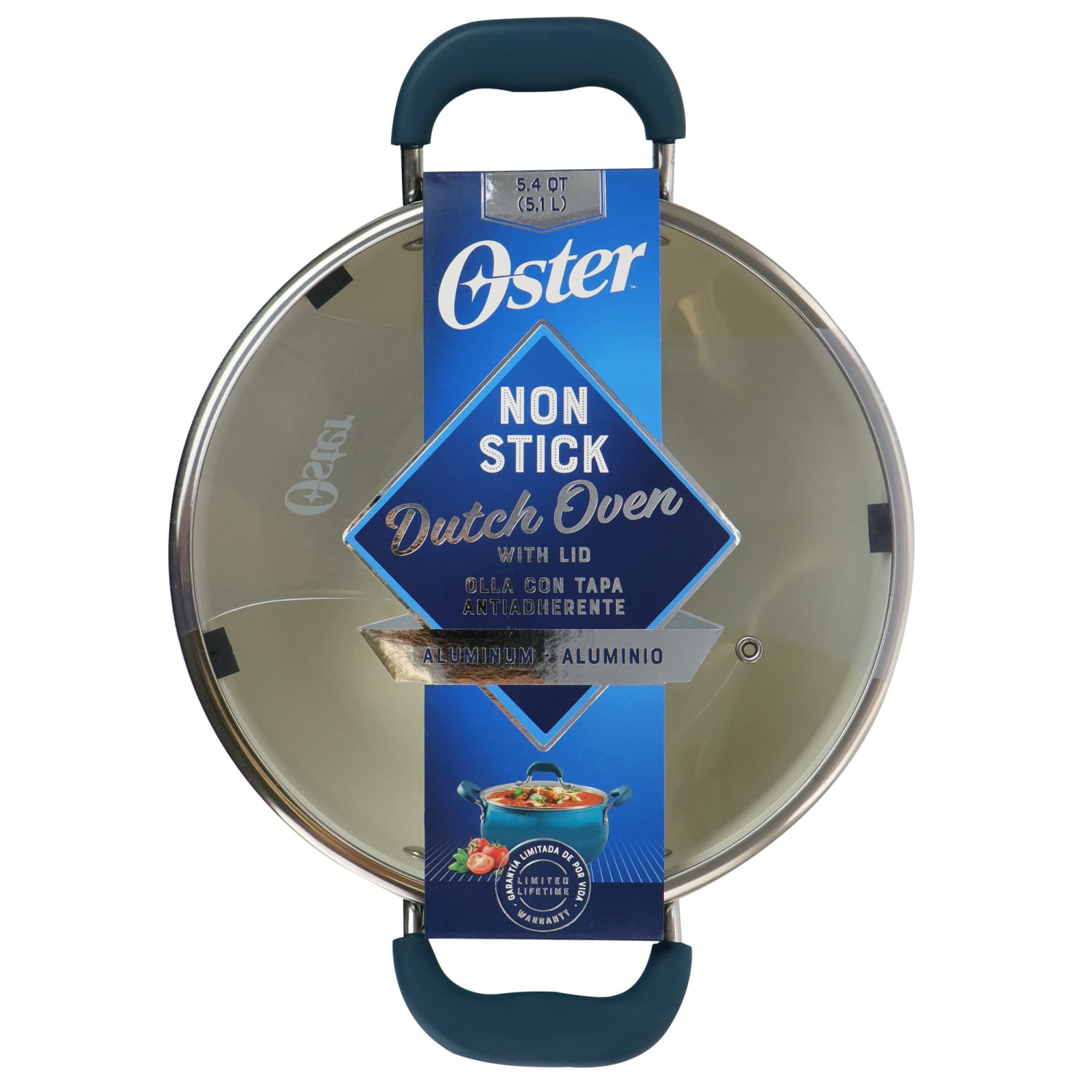 Oster Corbett 5.4 Qt Non-Stick Aluminum Dutch Oven, Blue - Image 3