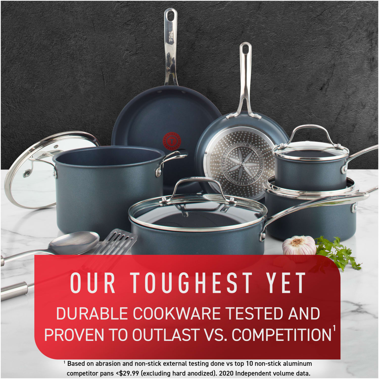 T-Fal Unlimited 12-Piece Aluminum Non-Stick Cookware Set, Gray - Image 4