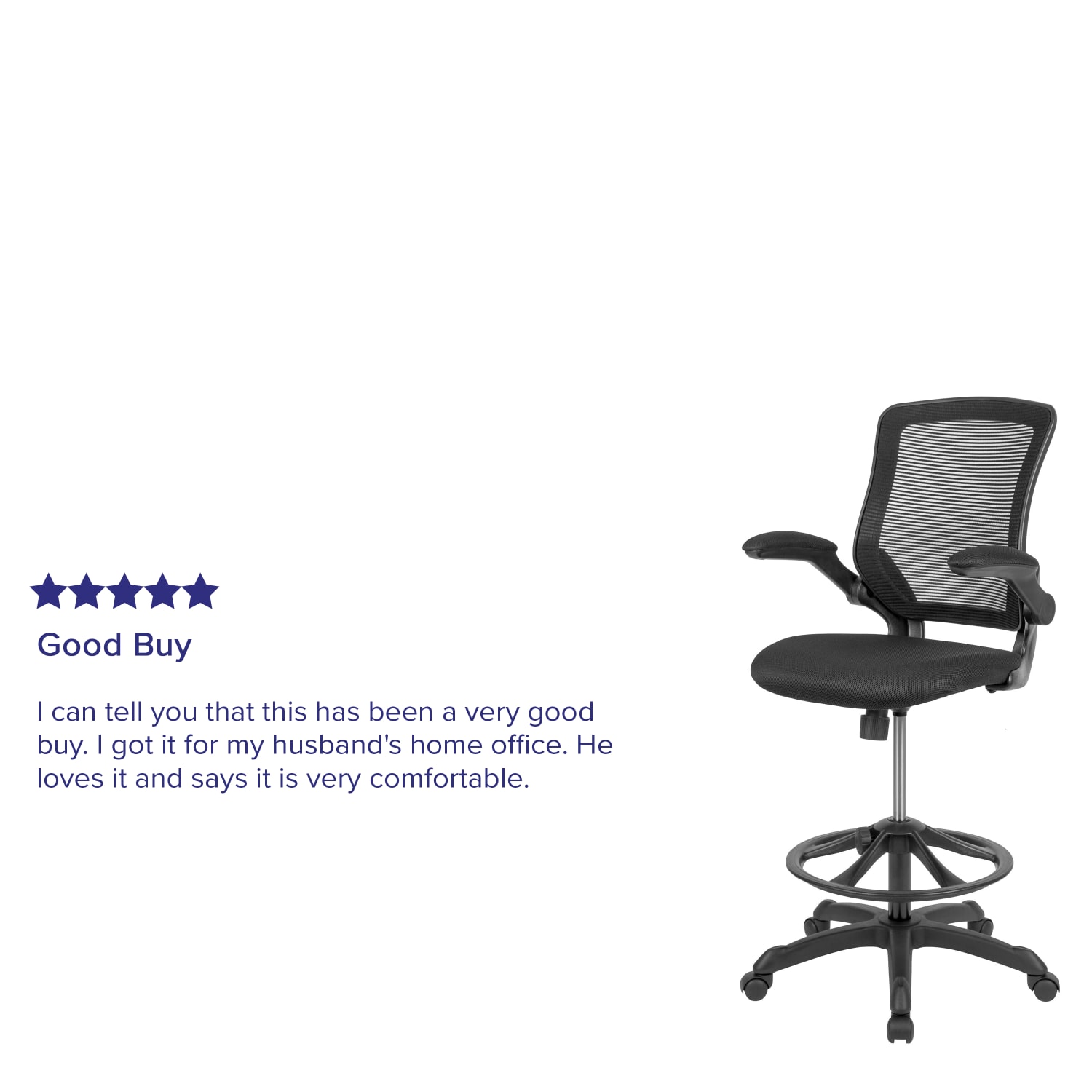 Flash Furniture Mid Back Mesh Ergonomic Drafting Chair with Adjustable Foot Ring and Flip Up Arms Black PopularChairscom