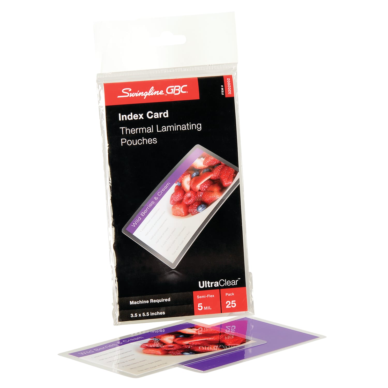 Swingline GBC EZUse Laminating Pouches, Index Card Size, Clear, 25/Pack