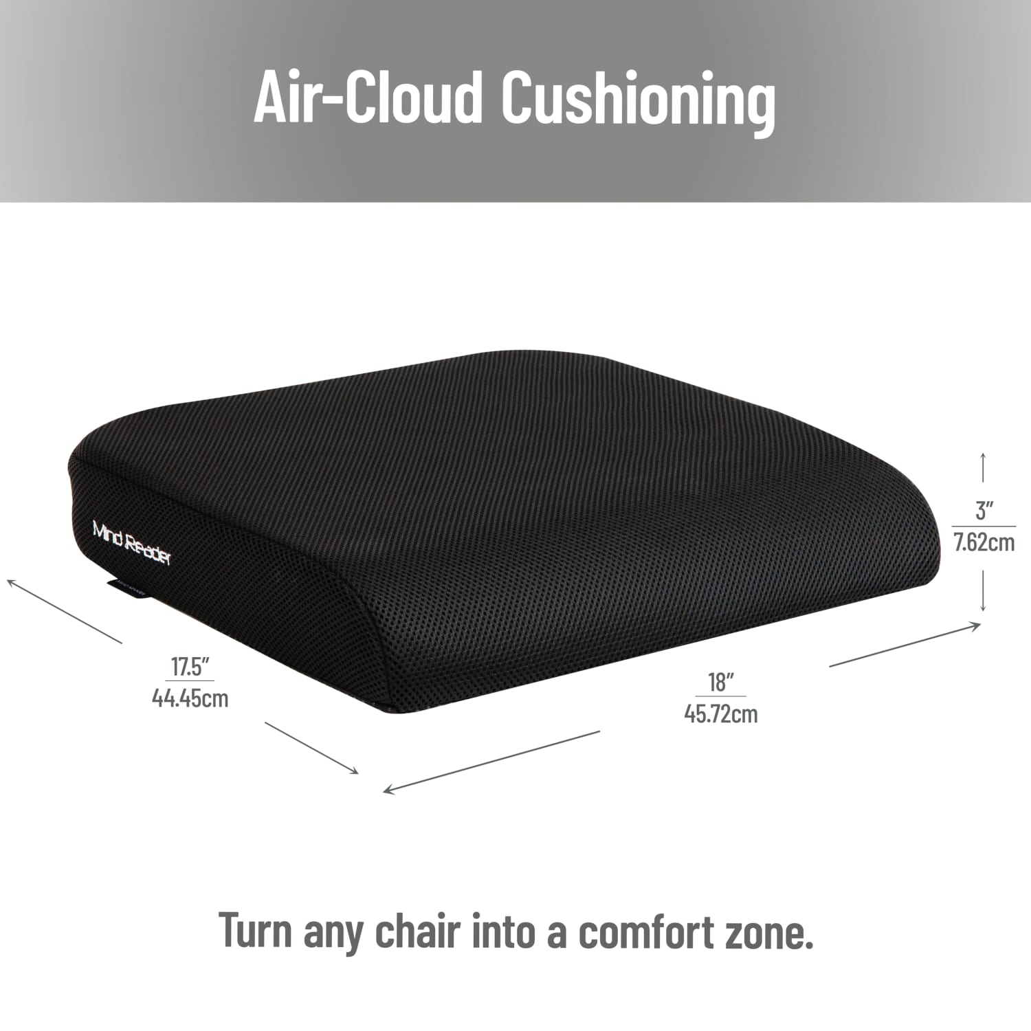 Mind Reader Ergonomic Seat Cushion, Memory Foam, 3inH x 17-1/2inW x 18inD, Black - Image 5