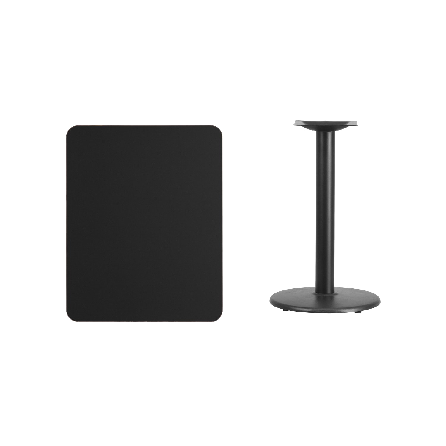 Flash Furniture Rectangular Laminate Table Top With Round Table Height Base, 31-3/16inH x 24inW x 30inD, Black - Image 3
