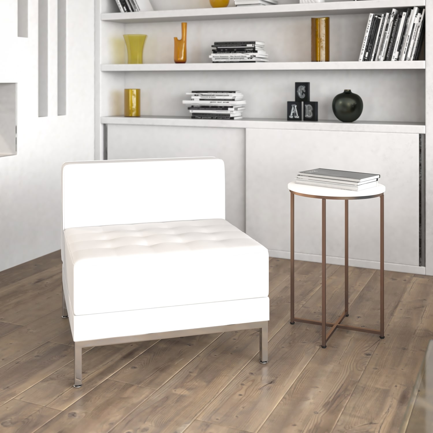 Flash Furniture Flash Furniture HERCULES Imagination Series Contemporary Melrose White LeatherSoft Middle Chair, Melrose White - Image 3