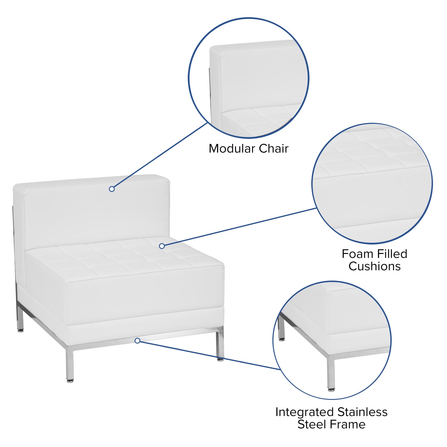 Flash Furniture Flash Furniture HERCULES Imagination Series Contemporary Melrose White LeatherSoft Middle Chair, Melrose White - Image 4