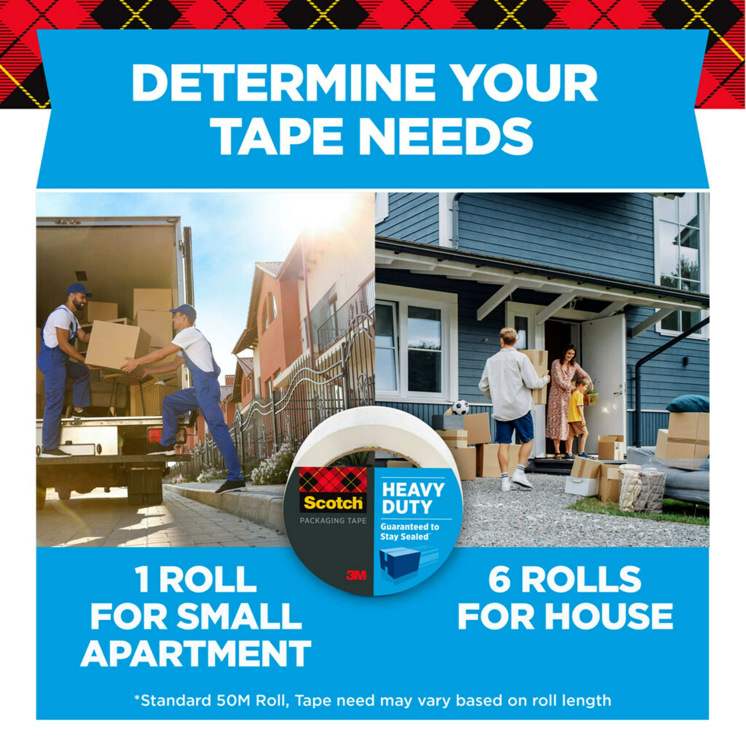 Scotch Heavy Duty Shipping Packing Tape, 4 Tape Rolls with Dispensers, 1 7/8 in x 54.6 yd, 3in Core, Designed for Packing, Shipping and Mailing, Guaranteed to Stay Sealed, Clear - Image 6