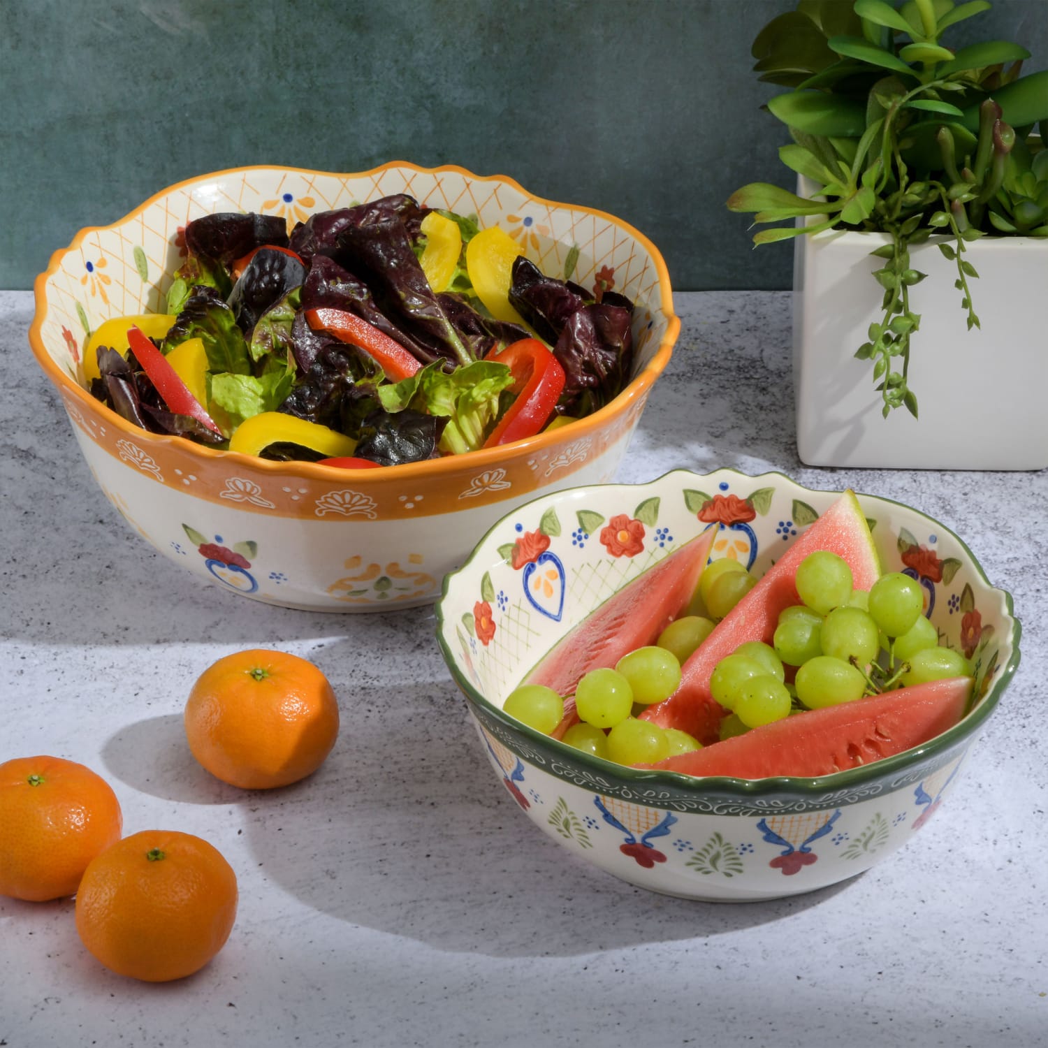 Gibson Laurie Gates 2-Piece Tierra Bowl Set, Floral - Image 3