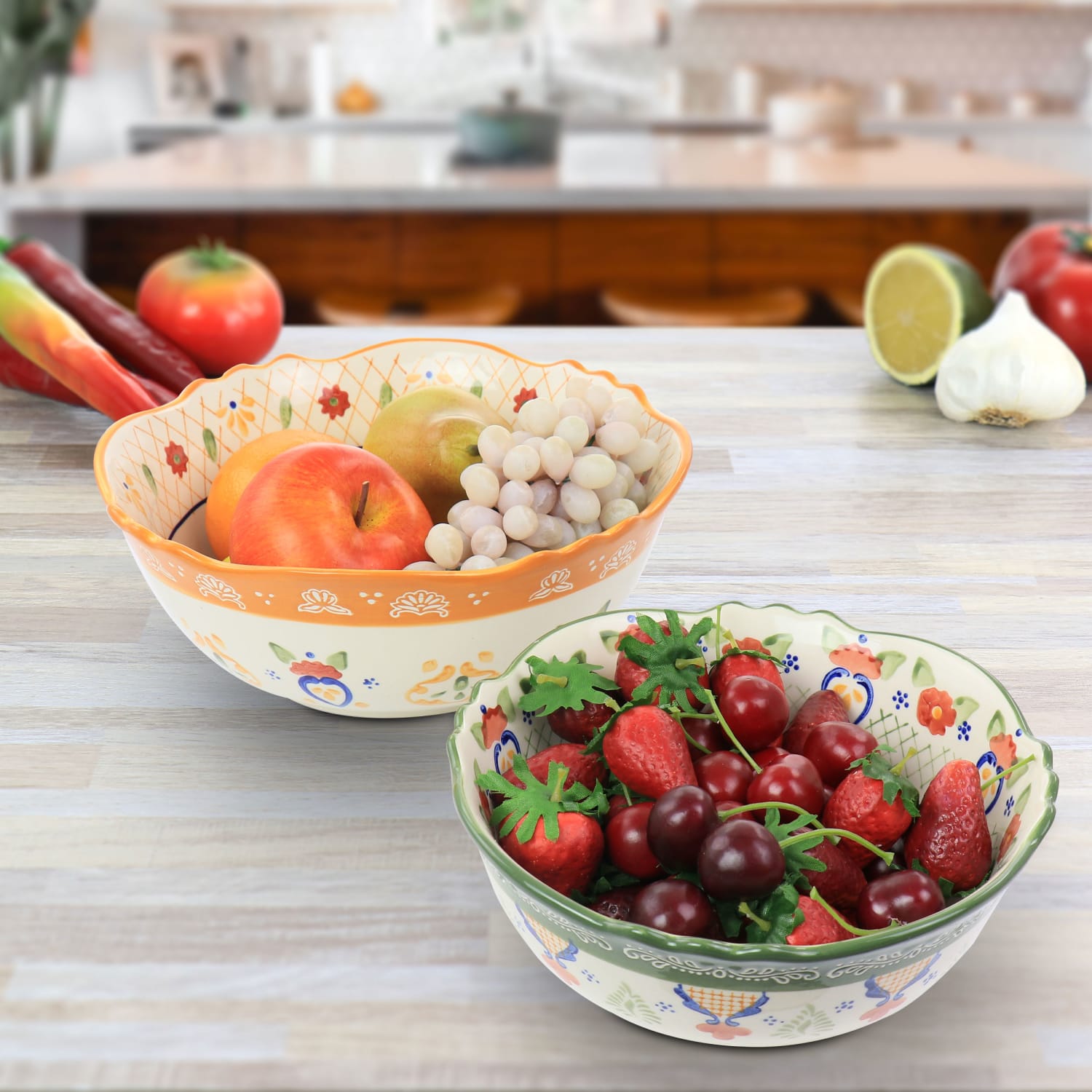 Gibson Laurie Gates 2-Piece Tierra Bowl Set, Floral - Image 6