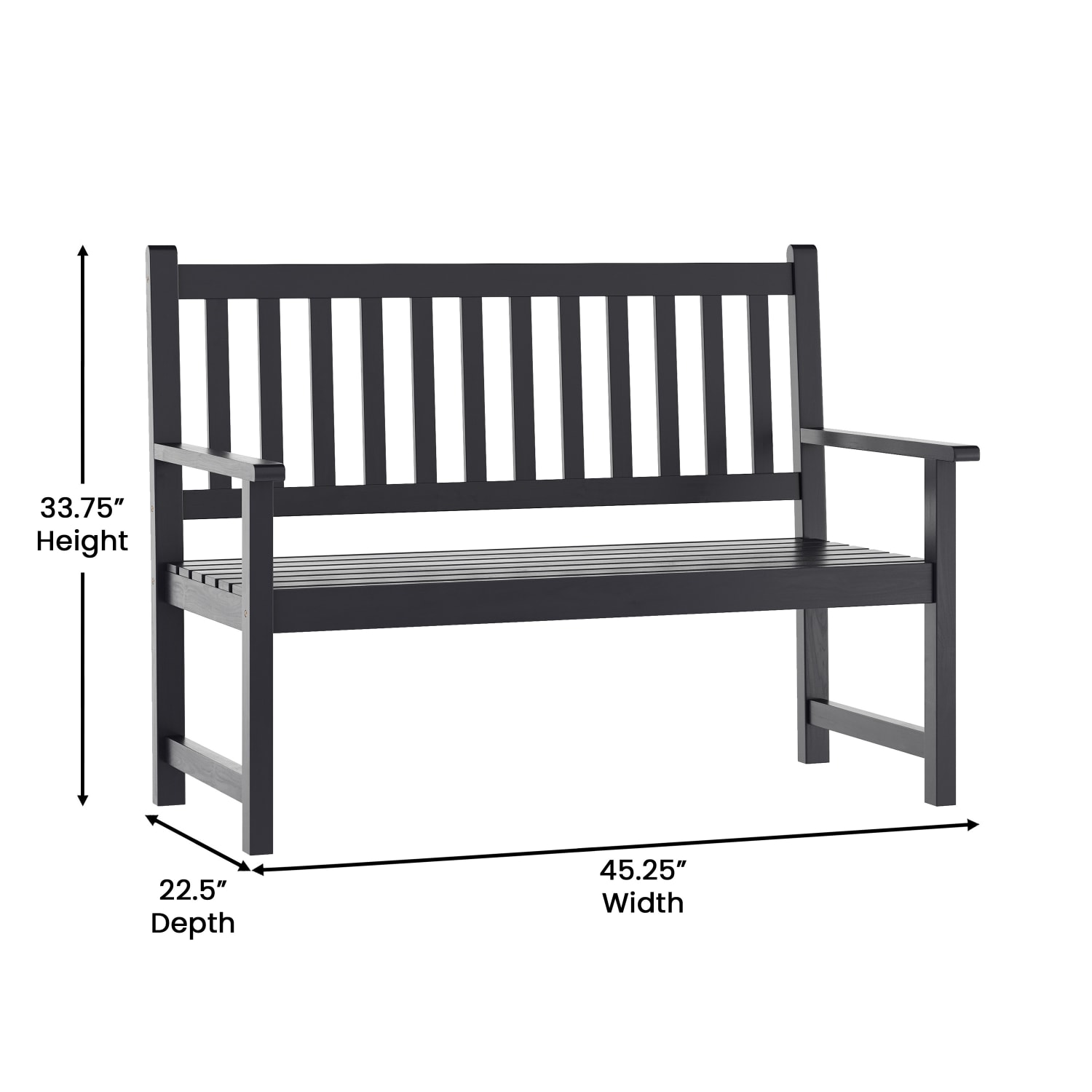 Flash Furniture Adele Commercial Grade IndoorOutdoor Patio Acacia Wood Bench 2Person Slatted Seat Loveseat for Park Garden Yard Porch Black PopularChairscom Flash Furniture Adele Commercial Grade IndoorOutdoor Patio Acacia Wood Bench 2 Person Slatted Seat Loveseat for Park Garden Yard Porch Black PopularChairscom