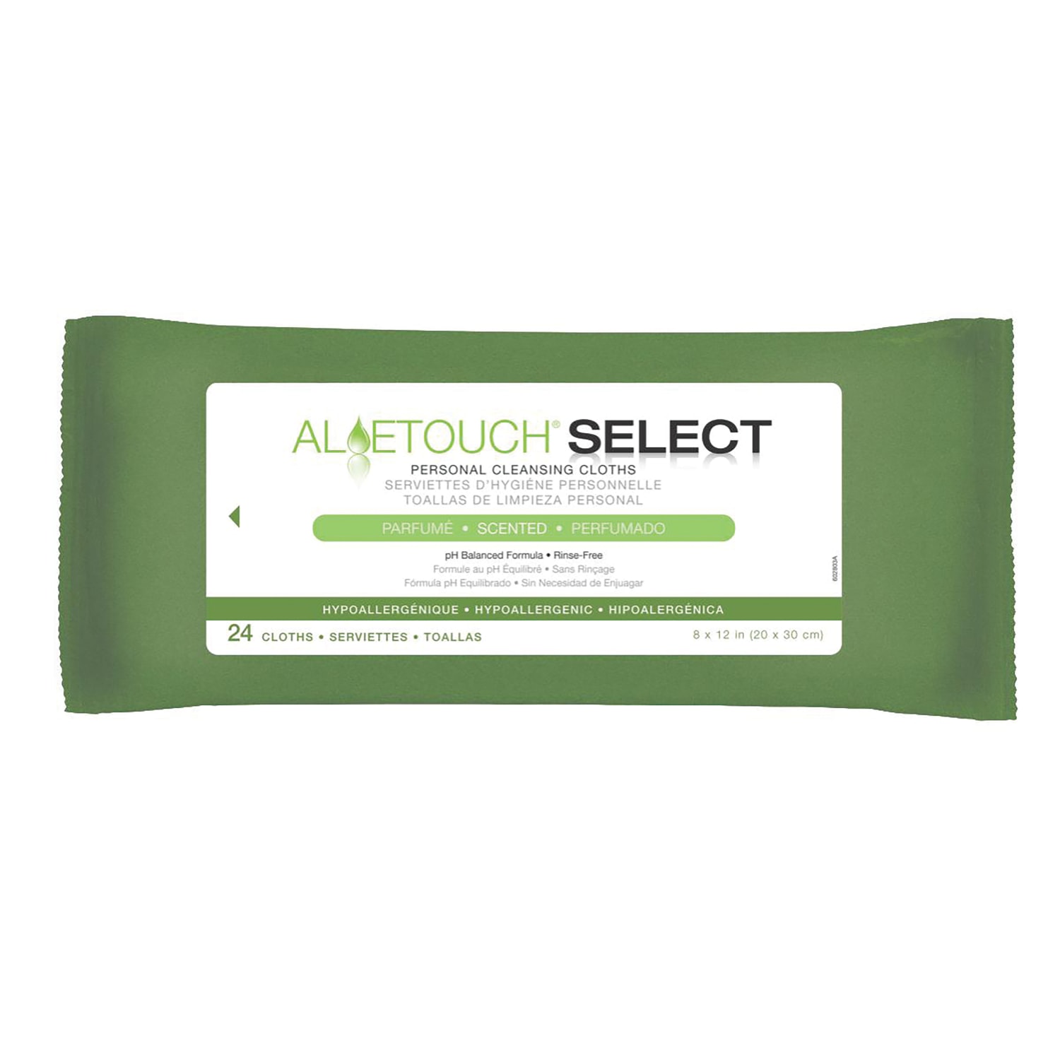 Aloetouch SELECT Premium Spunlace Personal Cleansing Wipes, Scented, 8in x 12in, White, 24 Wipes Per Pack, Case Of 24 Packs - Image 3