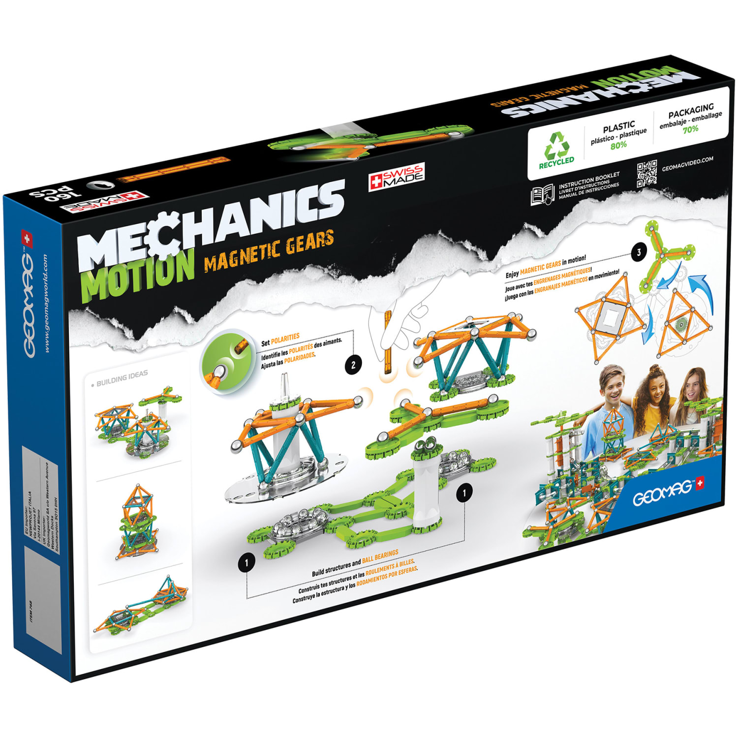 Geomag Mechanics Motion Construction Set, Magnetic Gears Recycled, 160 Pieces - Image 4