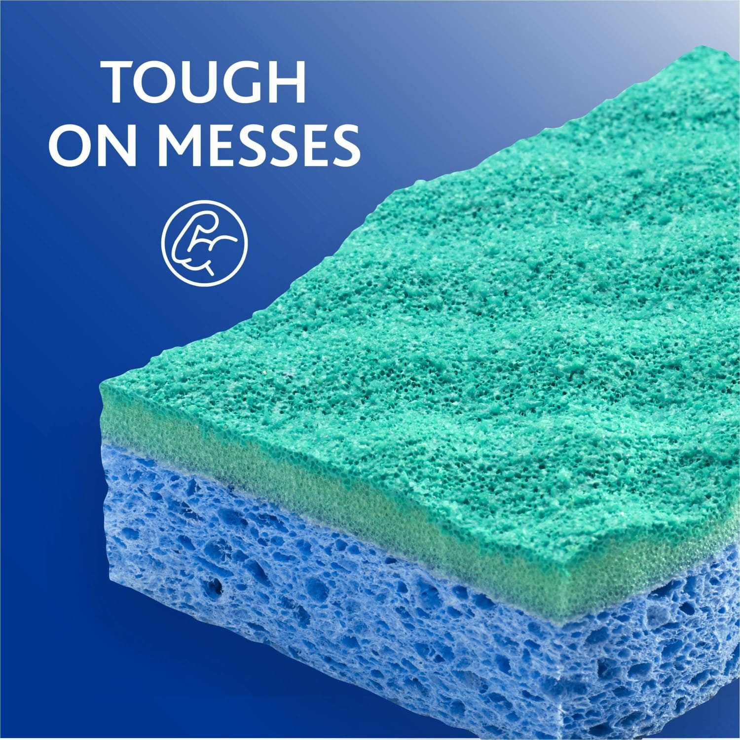 O-Cedar Scrunge Non-Scratch Scrub Sponge - 4.2in Width x 2.6in Depth x 4.2in Length - 2 / Pack - Cellulose, Synthetic Fiber - Multi, Blue, Green - Image 4