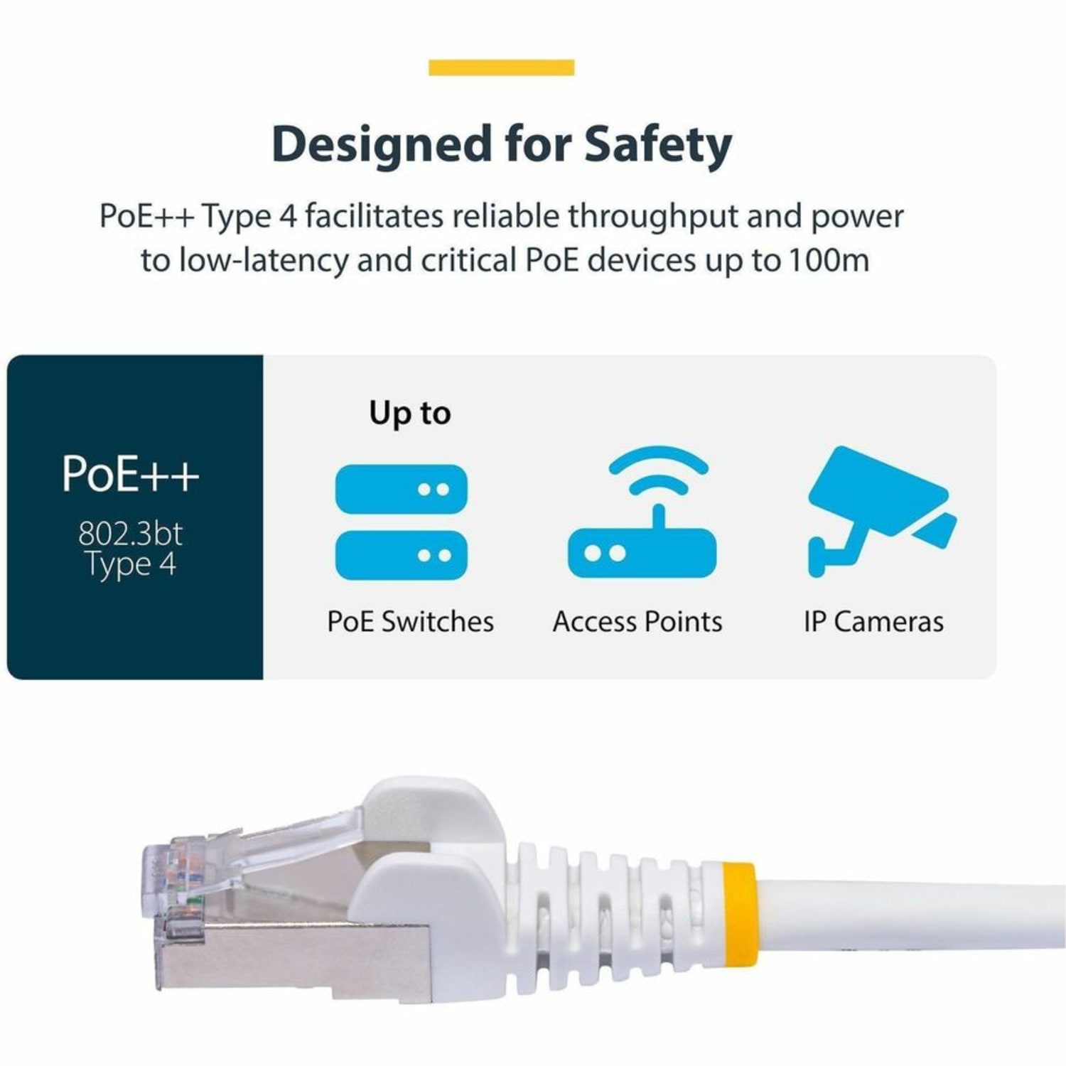 StarTech.com 30ft White CAT8 Ethernet Cable, Snagless RJ45, 25G/40G 2000MHz, 100W PoE, S/FTP, 26AWG Pure Bare Copper, LSZH Network Patch Cord - Image 6