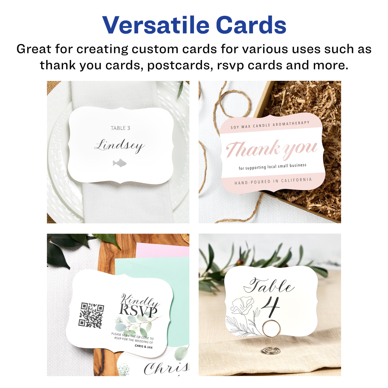Avery Printable Postcards With Sure Feed Technology, 95277-MWC50, Rectangle Flourished Edge, 4.25in x 5.5in, Matte White, Pack Of 100 - Image 3