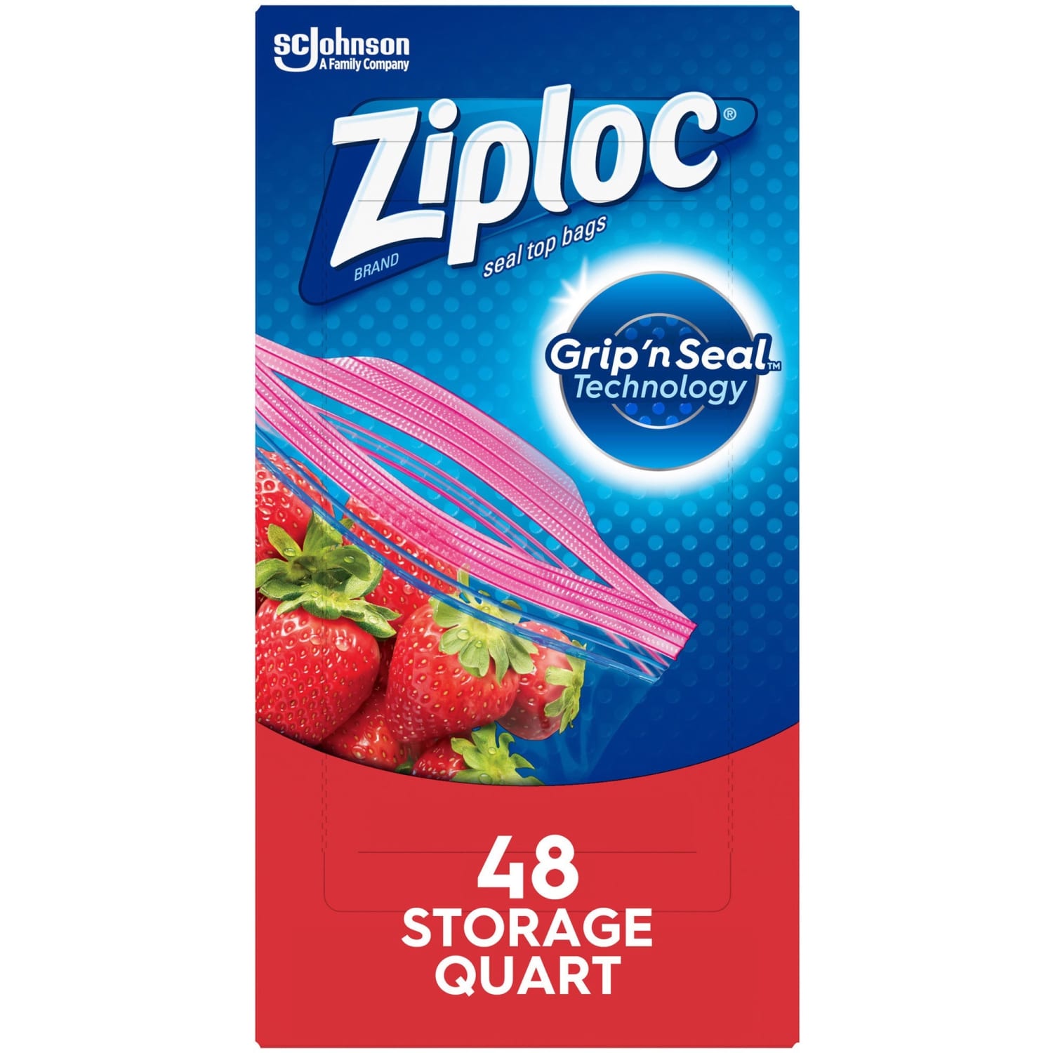 Ziploc Quart Storage Seal Top Bags, Medium Size, 7-1/2in x 7in, Clear, 48 Bags Per Box, Carton Of 9 Boxes - Image 3
