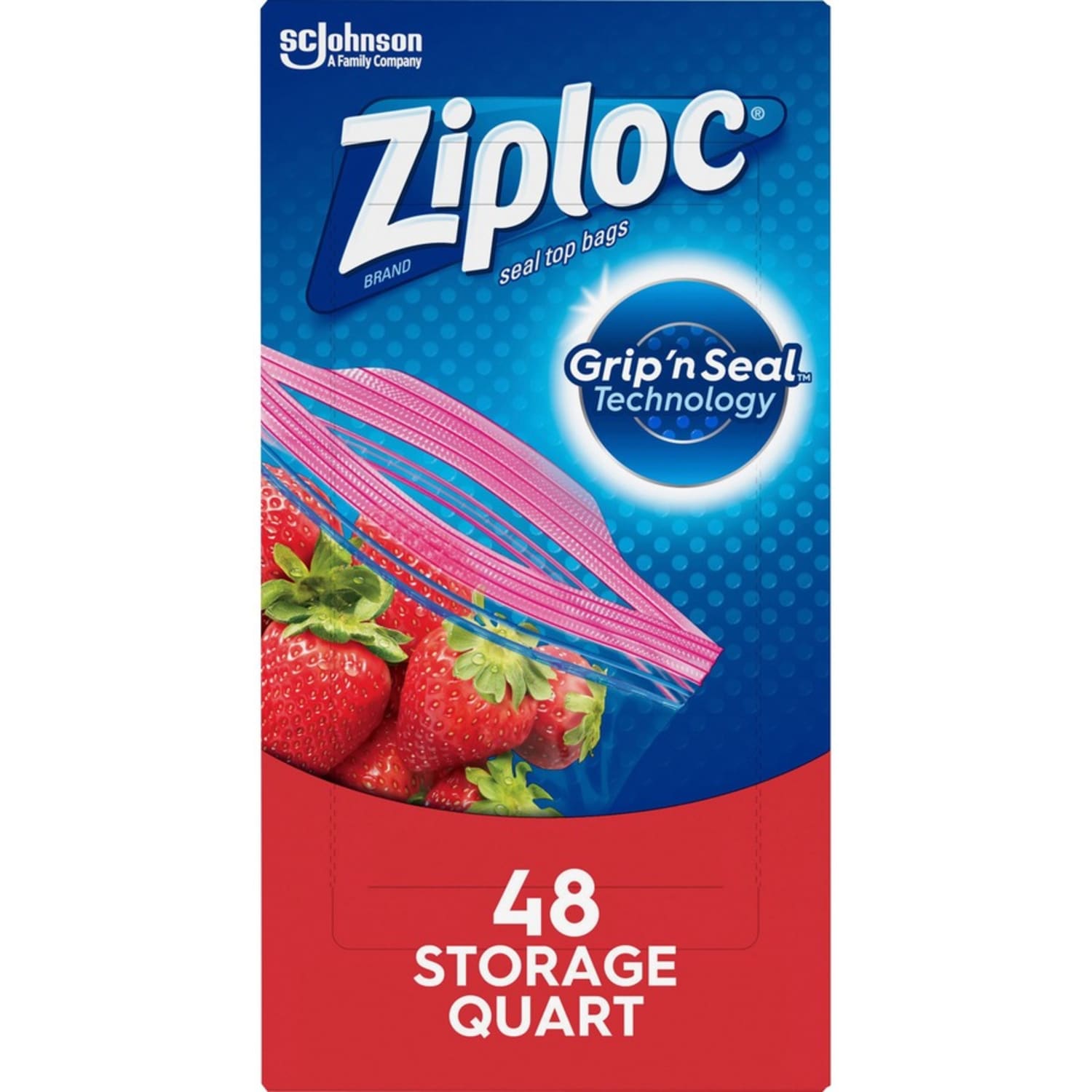 Ziploc Quart Storage Seal Top Bags, Medium Size, 7-1/2in x 7in, Clear, 48 Bags Per Box, Carton Of 9 Boxes - Image 4