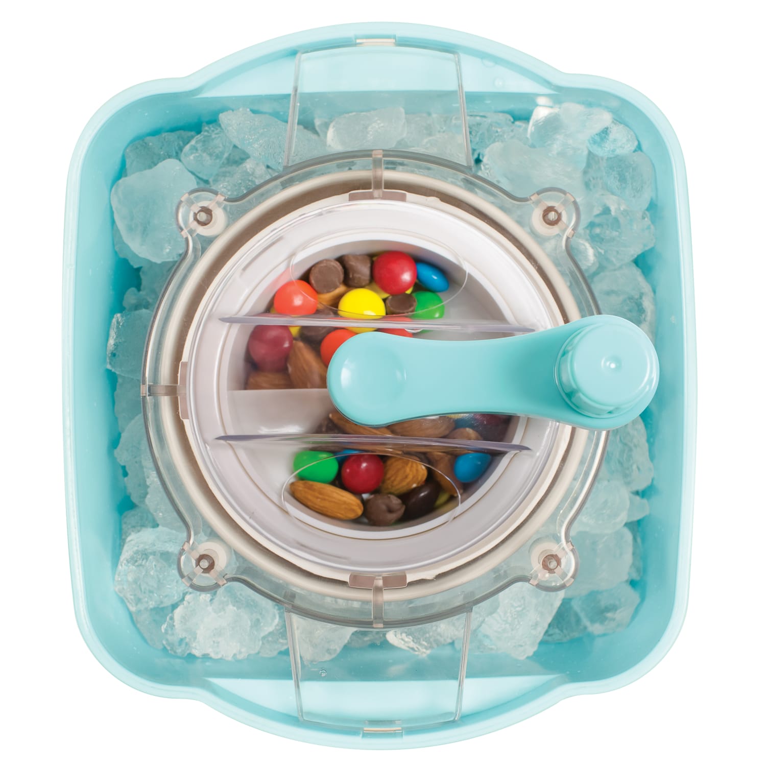 Nostalgia Electrics 2-Qt Electric Ice Cream Maker With Candy Crusher, Aqua/Stainless Steel - Image 4