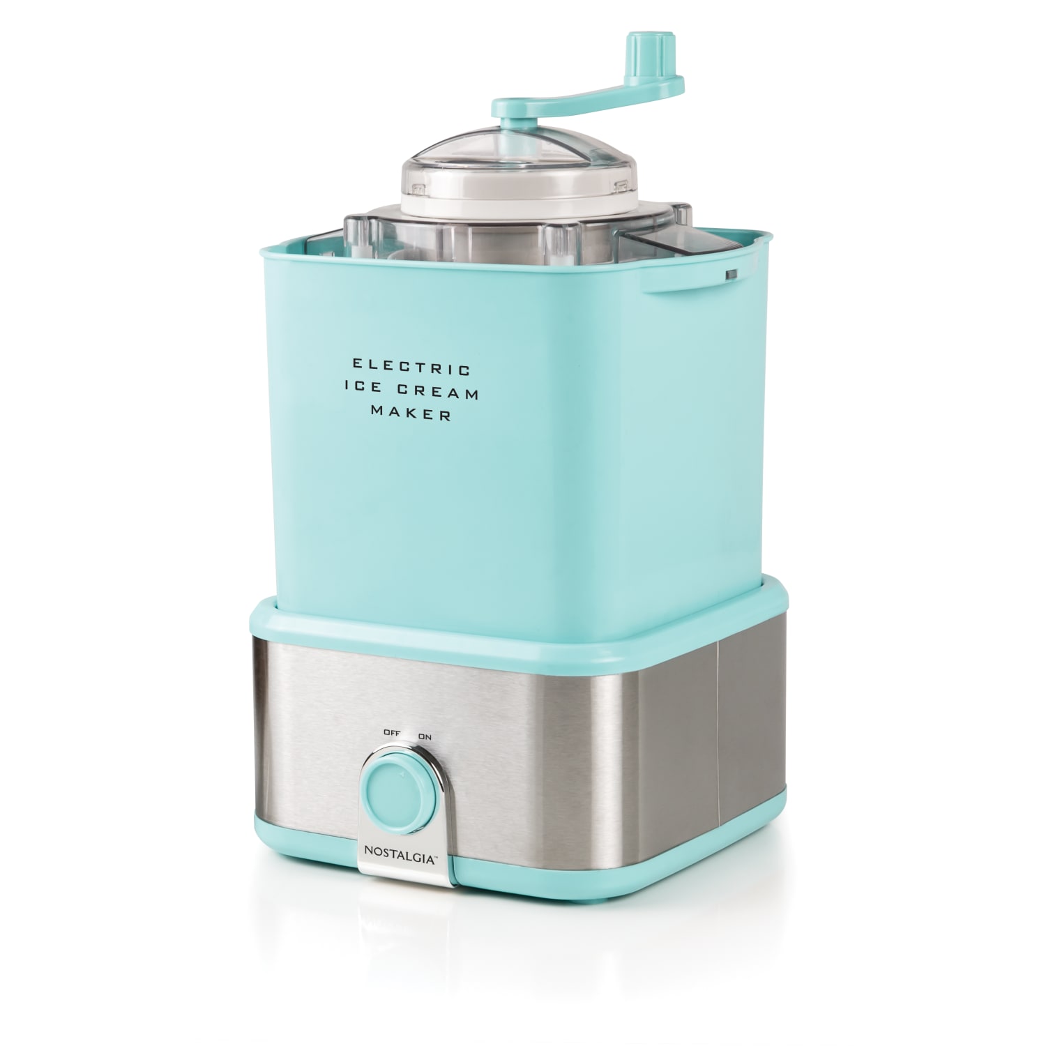 Nostalgia Electrics 2-Qt Electric Ice Cream Maker With Candy Crusher, Aqua/Stainless Steel - Image 5